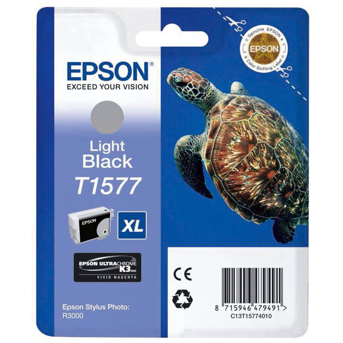 Epson T1577 XL (C13T15774010), Light Black картридж для Stylus Photo R3000C13T15774010 Epson T1577 XL (C13T15774010), Light Black картридж для Stylus Photo R3000C13T15774010Картридж с чернилами Epson T157 XLдля струйных принтеров.