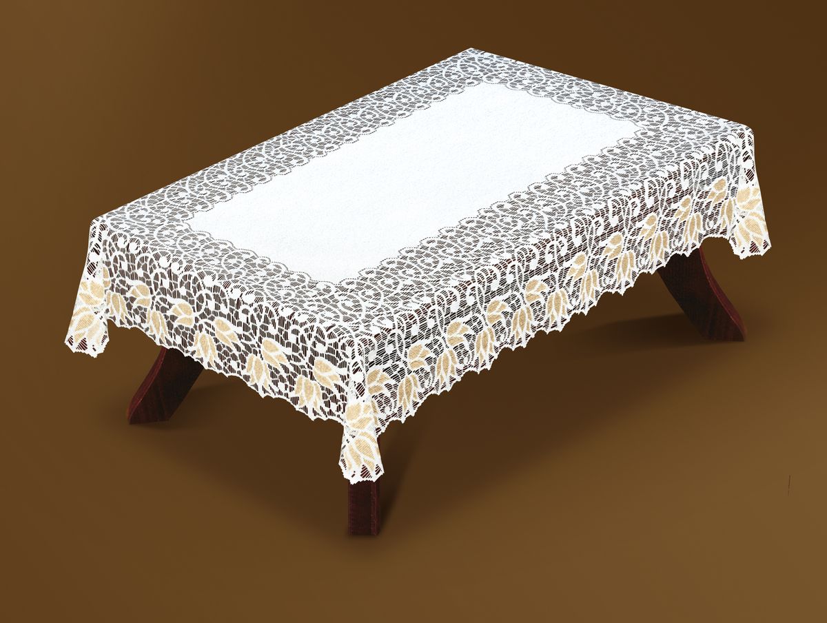 Скатерть Haft Gold Line, прямоугольная, цвет: белый, золотистый, 220x 120 см. 221074/120221074/120 Скатерть Haft Gold Line, прямоугольная, цвет: белый, золотистый, 220x 120 см. 221074/120221074/120Великолепная прямоугольная скатерть Haft Gold Line, выполненная из полиэстера, органично впишется в интерьер любого помещения, а оригинальный дизайн удовлетворит даже самый изысканный вкус. Скатерть изготовлена из сетчатого материала с ажурным цветочным рисунком по краям. Края скатерти ажурные.Скатерть Haft Gold Line создаст праздничное настроение и станет прекрасным дополнением интерьера гостиной, кухни или столовой.