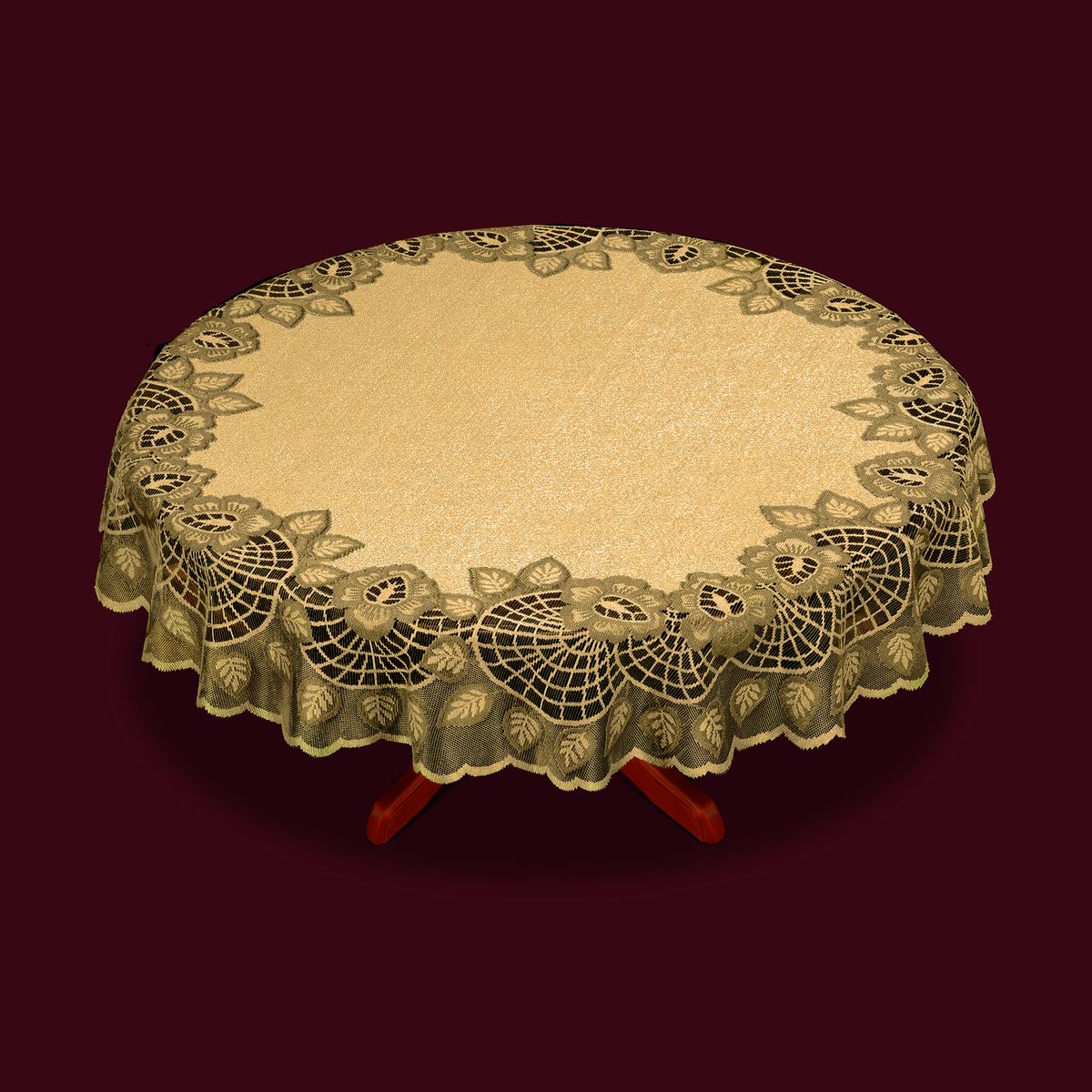 Скатерть Haft, цвет: кофейный, коричневый, диаметр 150 см38703-150 Скатерть Haft, цвет: кофейный, коричневый, диаметр 150 см38703-150Великолепная круглая скатерть Haft, выполненная из полиэстера, органично впишется в интерьер любого помещения, а оригинальный дизайн удовлетворит даже самый изысканный вкус. Скатерть изготовлена из сетчатого материала с ажурным цветочным рисунком. Скатерть Haft создаст праздничное настроение и станет прекрасным дополнением интерьера гостиной, кухни или столовой.Диаметр скатерти: 150 см.