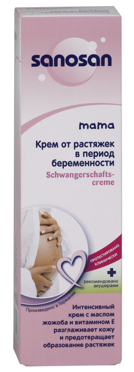 Крем от растяжек Sanosan mama, 100 мл03.02.01.985253 Крем от растяжек Sanosan mama, 100 мл03.02.01.985253Нежный крем от растяжек Sanosan mama специально создан для ухода за кожей в период беременности. Натуральные питательные компоненты, масло жожоба и вытяжка из семян гибискуса повышают эластичность кожи, предупреждают появление растяжек и образование рубцов, восстанавливают потерянный тонус кожи. Гипоаллергенно.Крем от растяжек не содержит парафинового масла и красителей.