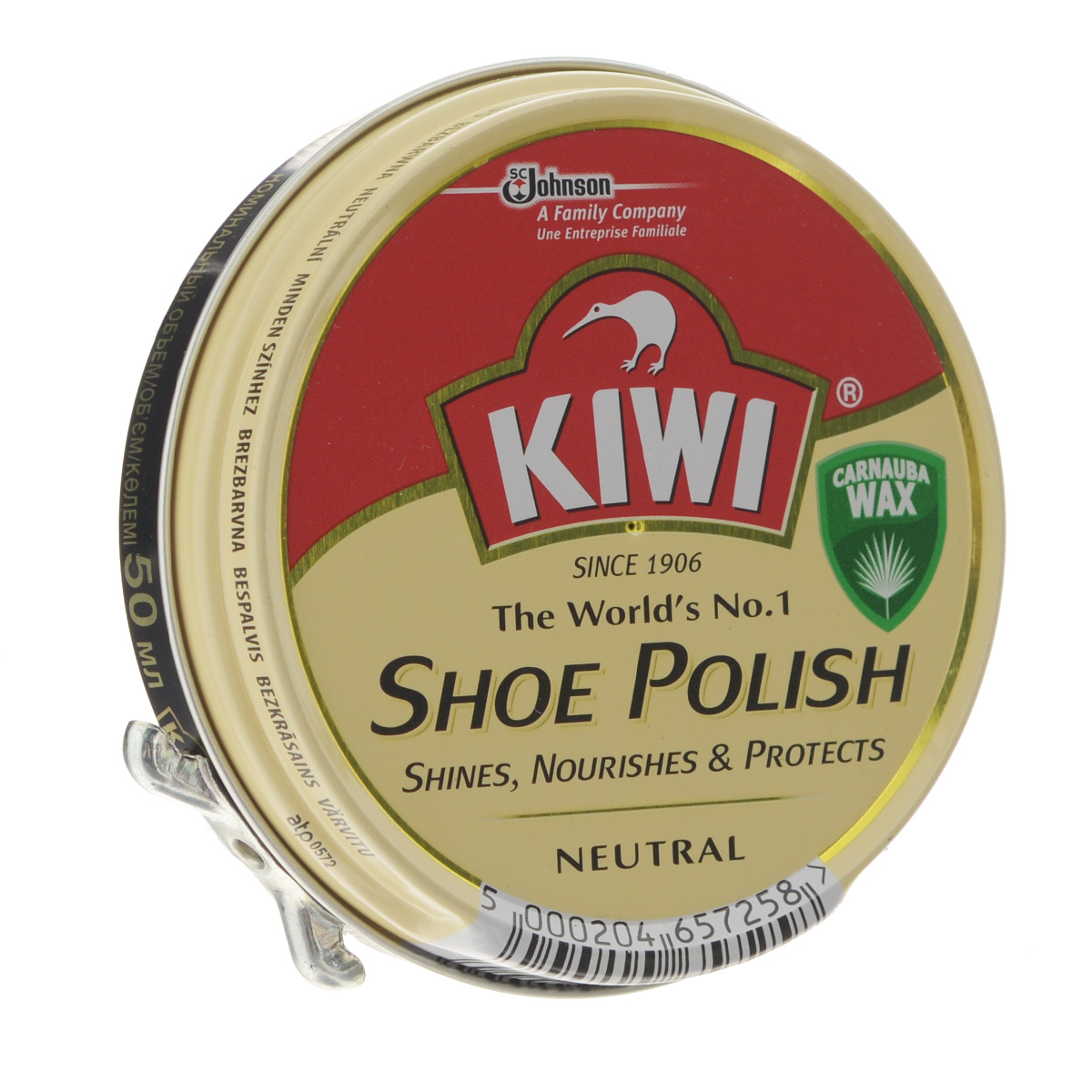 Крем для обуви Kiwi Shoe Polish, цвет: прозрачный, 50 мл632090 Крем для обуви Kiwi Shoe Polish, цвет: прозрачный, 50 мл632090Самый популярный в мире крем в банке Kiwi Shoe Polish предназначен для ухода за изделиями из гладкой кожи. В состав крема входит уникальный воск листьев пальмы Carnauba, произрастающей в джунглях Южной Америки. Наличие крышки-щелчок гарантирует легкость открываний.