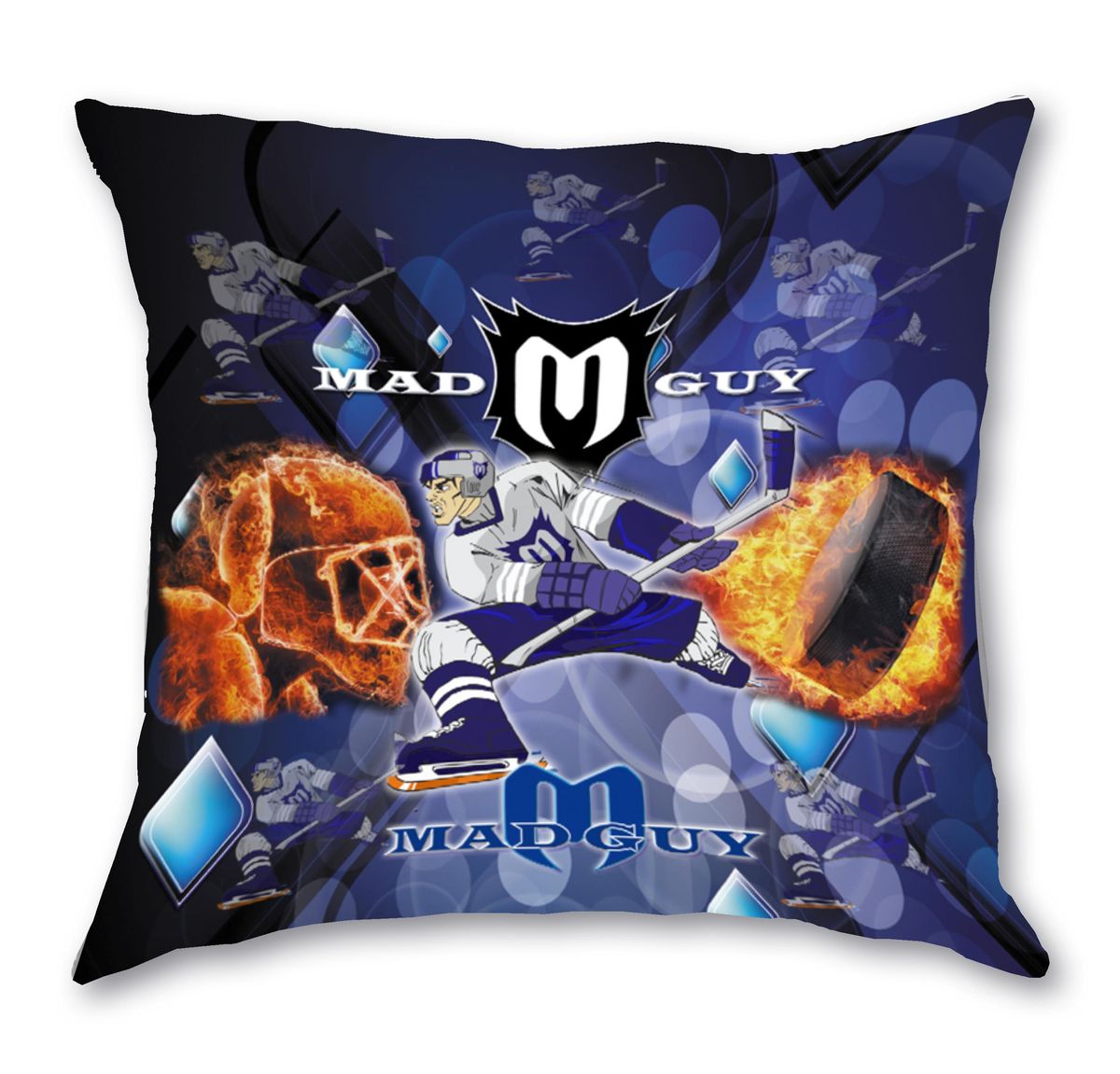 Подушка декоративная GiftnHome Mad Guy, 35 х 35 смPLW-35 MadGuy Подушка декоративная GiftnHome Mad Guy, 35 х 35 смPLW-35 MadGuyДекоративная подушка GiftnHome Mad Guy прекрасно дополнит интерьер спальни или гостиной. Чехол подушки выполнен из атласа. Лицевая и оборотная стороны украшены фотопечатью с изображением хоккеиста. Внутри - мягкий наполнитель (холлофайбер). Чехол легко снимается благодаря потайной молнии.Красивая подушка создаст атмосферу праздника и уюта в доме и станет прекрасным элементом декора.Размер подушки: 35 см х 35 см.