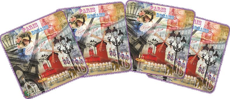 Набор подставок под кружки GiftnHome Парижские фантазии, 10 х 10 см, 4 штCST-04-PDream Набор подставок под кружки GiftnHome Парижские фантазии, 10 х 10 см, 4 штCST-04-PDreamНабор GiftnHome Парижские фантазии содержит четыре квадратные подставки под кружки, выполненные из пробки. Подставки украшены изображением достопримечательностей Парижа. Ламинированное покрытие изделий обеспечивает стойкость к высоким температурам. Такие подставки защищают поверхность стола от загрязнений и воздействия высоких температур напитка. Яркий дизайн подставок украсит интерьер вашей кухни и привнесет индивидуальности в обычную сервировку стола. Не рекомендуется полностью погружать изделие в воду. Предельная температура 90°С. Размер подставки: 10 см х 10 см х 0,4 см.