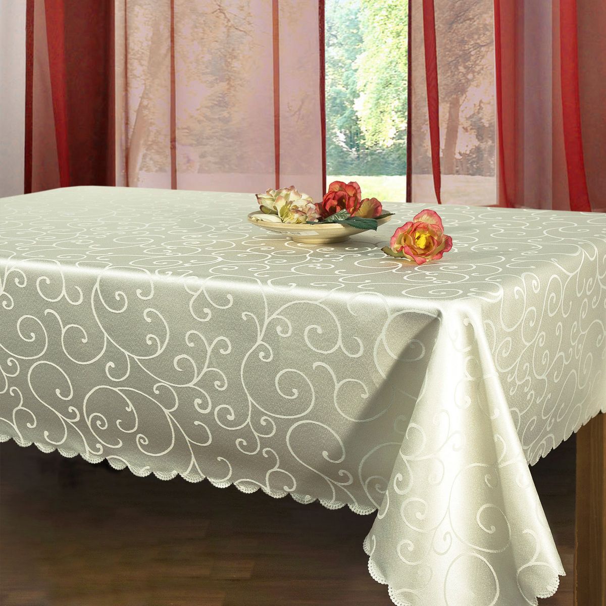 Скатерть Schaefer, прямоугольная, цвет: молочный, 160x 220 см. 07358-40807358-408 Скатерть Schaefer, прямоугольная, цвет: молочный, 160x 220 см. 07358-40807358-408Скатерть Schaefer выполнена из высококачественного полиэстера и оформлена изящным узором, края оснащены фестонами.Изделия из полиэстера легко стирать: они не мнутся, не садятся и быстро сохнут, они более долговечны, чем изделия из натуральных волокон. Скатерть Schaefer не останется без внимания ваших гостей, а вас будет ежедневно радовать оригинальным дизайном и несравненным качеством.Немецкая компания Schaefer создана в 1921 году. На протяжении всего времени существования она создает уникальные коллекции домашнего текстиля для гостиных, спален, кухонь и ванных комнат. Дизайнерские идеи немецких художников компании Schaefer воплощаются в текстильных изделиях, которые сделают ваш дом красивее и уютнее и не останутся незамеченными вашими гостями. Дарите себе и близким красоту каждый день! Изысканный текстиль от немецкой компании Schaefer - это красота, стиль и уют в вашем доме.