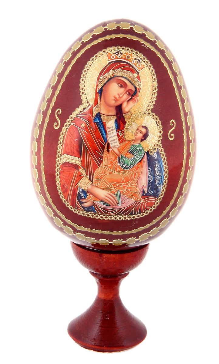 Яйцо декоративное Sima-land Утоли печали, на подставке, высота 13 см695292 Яйцо декоративное Sima-land Утоли печали, на подставке, высота 13 см695292Декоративное яйцо Sima-land Утоли печали изготовлено из дерева с лаковым покрытием. Яйцо оформлено изображением иконы Божьей Матери Утоли печали и золотыми узорами. Изделие располагается на деревянной подставке. Декоративное яйцо Sima-land Утоли печали принесет в ваш дом ощущение торжества, душевного уюта и станет идеальным подарком на Пасху. Диаметр яйца: 6,5 см. Высота яйца: 9 см. Размер подставки: 3 см х 3 см х 4 см.