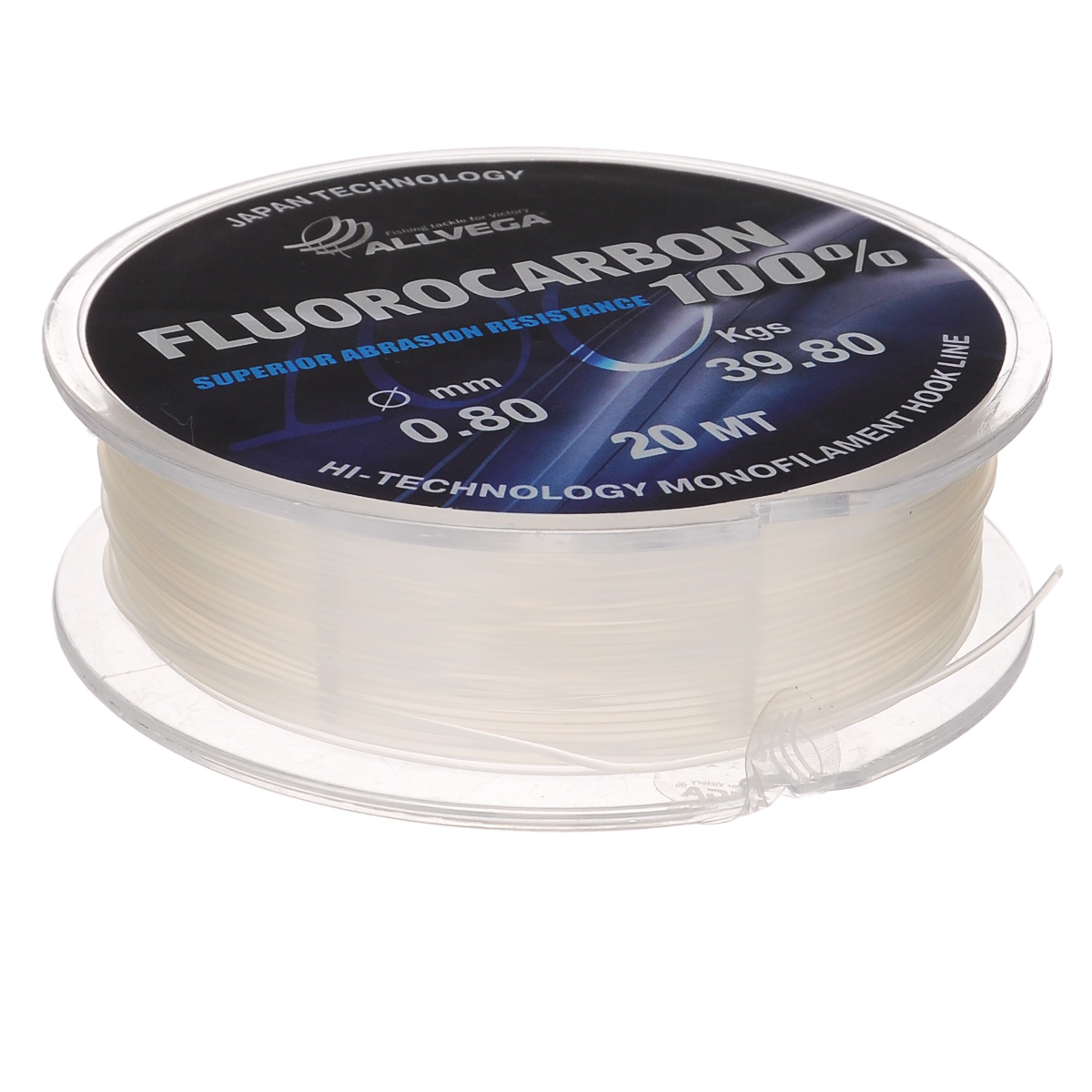 Леска Allvega FX Fluorocarbon 100%, цвет: прозрачный, 20 м, 0,8 мм, 39,8 кг