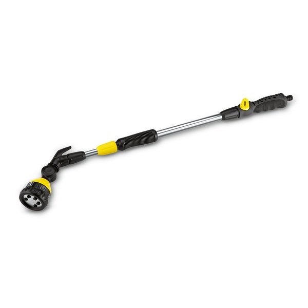 Штанга для полива Karcher Premium, телескопическая, 6 режимов, 77-105 см. 2.645-137.02.645-137.0 Штанга для полива Karcher Premium, телескопическая, 6 режимов, 77-105 см. 2.645-137.02.645-137.0Телескопическая штанга для полива Karcher Premium имеет 6 режимов подачи воды и поворотную головку. Предназначена для полива и орошения растений на садовом участке и в огороде. Благодаря удлиняющей трубке (70-105 см) идеально подходит для полива в труднодоступных местах. С ее помощью удобно поливать подвешенные в горшках цветы, клумбы и растения под корень на грядке, а также мыть дорожки и мебель на даче. Можно использовать как садовый душ. Удобная кнопка включения дает возможность управлять одной рукой. Переключение нужного типа струи можно осуществлять, не отключая подачу воды. Угол вращения распылительной головки (180°) позволяет поливать в разных направлениях. Имеет удобную, не скользящую рукоятку.