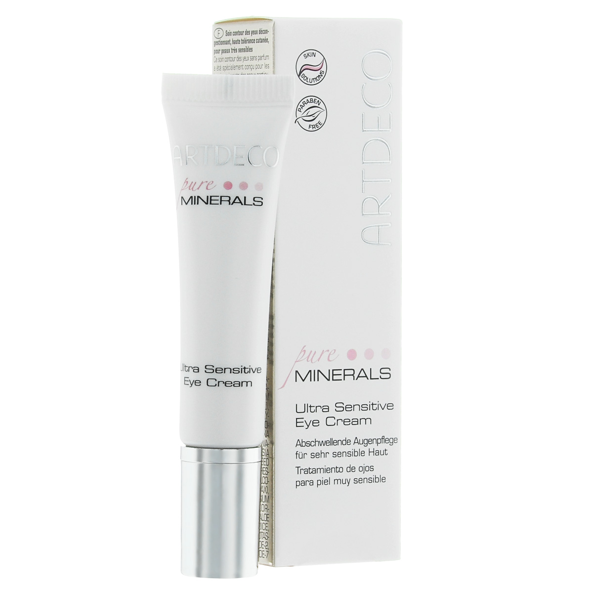 ARTDECO Крем вокруг глаз для очень чувствительной кожи Pure Minerals Ultra Sensitive Eye Cream, 15 мл67407 ARTDECO Крем вокруг глаз для очень чувствительной кожи Pure Minerals Ultra Sensitive Eye Cream, 15 мл67407Противоотечный крем для ухода за кожей вокруг глаз без парфюмированных отдушек специально разработан для удовлетворения потребностей взыскательной и очень чувствительной кожи. Поэтому этот крем абсолютно не раздражает кожу и оказывает успокаивающее действие, а активный ингредиент Eyeliss™ эффективно уменьшает отечность и темные круги вокруг глаз. Положительно влияя на упругость и эластичность кожи, крем сокращает морщины. Другие ингредиенты, такие как магний и гамамелис, оказывают успокаивающее воздействие, а Алоэ Вера дополнительно дарит коже ценное увлажнение. Масло жожоба придает коже мягкость и эластичность, а пчелиный воск обладает смягчающими свойствами и способен лучше удерживать влагу. Для идеально ухоженной, сияющей, прекрасной кожи. Не содержит парфюмированных отдушек. Переносимость кожей подтверждена дерматологическим контролем.