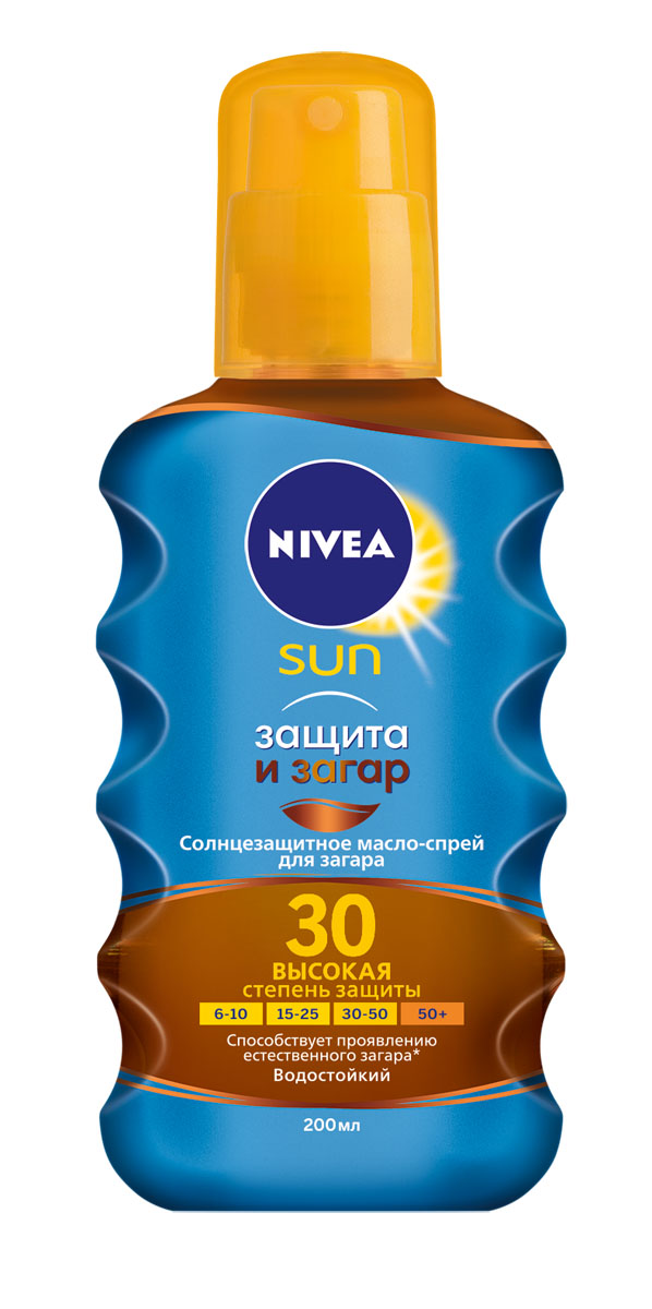 NIVEA Солнцезащитное масло-спрей для загара Защита и загар SPF 30 200 мл lancaster sun care масло шелковистое для тела для усиления загара spf30 sun care масло шелковистое для тела для усиления загара spf30