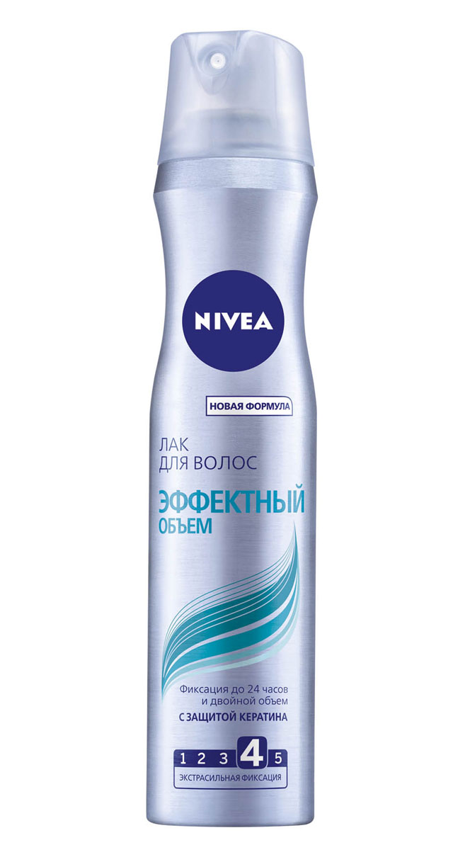 NIVEA Лак для волос «Объем и забота»250 мл10062115 NIVEA Лак для волос «Объем и забота»250 мл10062115ПОЧУВСТВУЙТЕ ЗАБОТУ О ВАШИХ ВОЛОСАХ! С обновленной линейкой средств для укладки волос от NIVEA Ваши волосы выглядят красивыми и здоровыми, и к ним приятно прикасаться. Лак для волос ЭФФЕКТНЫЙ ОБЪЕМ обеспечивает экстрасильную фиксацию Вашей прически в течение всего дня и увеличивает объем волос. Как это работаетЛак для волос ЭФФЕКТНЫЙ ОБЪЕМ с формулой с защитой Кератина:•обеспечивает экстрасильную фиксацию на весь день•фиксирует не склеивая. Волосы, к которым приятно прикасаться•придает волосам двойной объем •легко расчесывается •не оставляет следов на волосах Кератин — основной компонент, из которого состоят наши волосы. С возрастом его содержание уменьшается, и волосы становятся слабыми, ломкими, а поверхность волос — менее гладкой и эластичной. ФОРМУЛА С ЗАЩИТОЙ КЕРАТИНА от NIVEA эффективно восстанавливает волокно волоса изнутри и снаружи, обволакивая его по всей длине и защищая волосы от потери естественного кератина. Результат: фиксация до 24 часов и двойной объем.