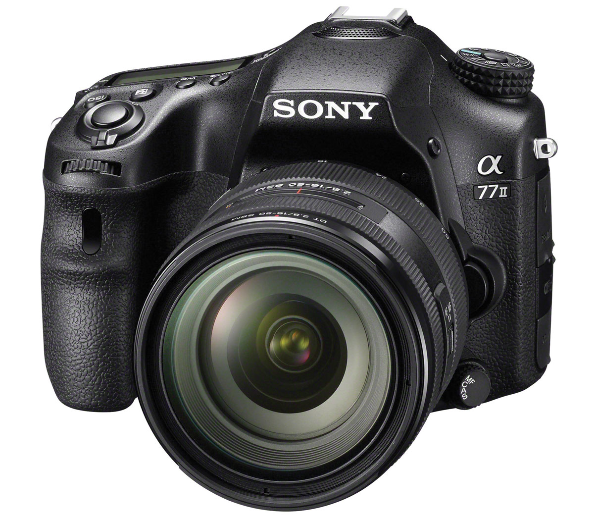 Sony Alpha A77 II Kit 16-50mm, Black цифровая зеркальная фотокамераILCA77M2Q Sony Alpha A77 II Kit 16-50mm, Black цифровая зеркальная фотокамераILCA77M2QФотокамера Sony Alpha A77 II с полупрозрачным зеркалом с 24,3-мегапиксельной APS-C матрицей, процессором BIONZ X, инновационной автофокусировкой и видоискателем XGA OLED TruFinder.24,3-мегапиксельная APS-C матрица CMOS с конструкцией размещения интегральных линз без зазоров:Усовершенствованная матрица Exmor R CMOS с улучшенной чувствительностью и технологией снижения шума благодаря беззазорному размещению микролинз. Чувствительность матрицы на 20% выше, чем у предыдущей модели.Процессор BIONZ X:Усовершенствованный процессор изображений обрабатывает большие объемы данных, передаваемых с матрицы, обеспечивая высокую скорость съемки, и позволяет выполнять качественную фотосъемку с низким уровнем шуми.79-точечная система автофокусировки с определением фазы:Новая система автофокусировки с 15 крестообразными датчиками гарантирует точную и непрерывную автофокусировку как при съемке через видоискатель, так и при съемке в режиме Live View.12 кадров/с при следящем AF:Снимайте движущиеся объекты с предельно точной автофокусировкой со скоростью до 12 кадров/с (прибл. максимальная скорость в режиме Непрерывная автофокусировка). 60 кадров в серии при съемке с качеством ВЫСОКОЕ размером изображений L.Видео Quick AF Full HD:Выполняйте видеосъемку с разрешением 1920x1080, отслеживая движущиеся объекты при помощи функции автофокусировки, которая теперь позволяет создавать видео кинематографического качества 60p/24p (прогрессивный режим съемки).Контроль диапазона фокусировки:Задавайте определенный диапазон фокусного расстояния камеры для создания фотографий высокой четкости, даже если в кадре появляются движущиеся объекты, создающие легкие помехи.Запатентованная технология полупрозрачного зеркала:В уникальной конструкции от Sony подвижное зеркало цифрового зеркального аппарата заменено на фиксированное полупрозрачное зеркало, что позволяет вести сверхскоростную съемку, постоянно используя точную автофокусировку с определением фазы.Широкая шкала чувствительности: ISO 100-25600:Высокая максимальная чувствительность позволяет создавать естественные фотографии с низким уровнем шумов даже при слабом освещении: в расширенном режиме чувствительность можно понизить до ISO 50.Видоискатель XGA OLED TruFinder:Высокоточный электронный видоискатель с высоким уровнем контрастности и 100% охватом изображения позволяет точно компоновать кадр, использовать ручную автофокусировку и предпросмотр.Творческие настройки съемки в Full HD:Четкая, предельно точная автофокусировка благодаря непрерывной фокусировке. Режимы экспозиции PASM предоставляют полную свободу для творчества.Информационный экран высокого разрешения:Можно выбрать настройки просмотра: Графический экран, Показать всю информацию, Не показывать информацию, Гистограмма или Цифровой индикатор уровня.ЖК-экран с тремя углами наклона:Широкий наклонный ЖК-экран высокого разрешения (1228 тыс. точек) с технологией WhiteMagic для четких изображений даже при прямом солнечном свете.Фокусировка по лицу и распознавание лиц:Распознавание до 8 лиц в кадре, настройка оптимальной экспозиции, баланса белого, вспышки и других опций для получения идеальных портретов.Расширенная точечная автофокусировка:Если активная точка фокуса перестает фиксироваться на объекте сьемки, одна из 8 периферийных точек активируется для более точного фокуса на движущемся объекте.Четкость изображения при зуме:Цифровой зум увеличивает центральную часть изображения до 2 раз с незначительной потерей качества, практически удваивая фокусное расстояние объектива.5-ступенчатая настройка отслеживания:Настройка продолжительности отслеживания автофокусировки имеет 5 ступеней и предлагает низкие настройки с приоритетом стабилизации и высокие настройки с приоритетом скорости (например, это идеальный вариант при съемке различных объектов, расположенных на различных расстояниях). Три настройки также доступны при съемке видеоклипов.Автофокусировка на глазах:Делайте портреты невероятной резкости благодаря небольшой глубине резкости, даже если человек, которого вы фотографируете, не смотрит в камеру.Усовершенствованные режимы автофокусировки:Теперь в качестве одного из режимов области фокусировки доступна автофокусировка с фиксацией, которая оптимизирует размер кадра и гарантирует использование оптимальной точки автофокусировки. Вы можете выбрать исходную точку автофокусировки для отслеживания, работая в режимах области автофокусировки Широкий, Зональный, Центральный, Универсальный точечный или Усовершенствованный универсальный точечный.Улучшенная встроенная стабилизация изображения:Эффективная стабилизация изображения при работе с любым совместимым объективом и по всему диапазону фокусных расстояний. Помогает стабилизировать изображение в видоискателе при неполном нажатии кнопки затвора.Функции Focus Magnifier и Peaking:Увеличивайте изображение или видео с помощью видоискателя высокого разрешения, чтобы подкорректировать фокусировку вручную, или используйте функцию Peaking, чтобы выделить цветом зоны изображения в наиболее резком фокусе и быстро определить необходимость ручной фокусировки.Подавление шума в отдельных областях снимка:Предоставляет технологию воспроизведения деталей и эффективно подавляет шум, создавая более четкие и детализированные изображения даже при настройках с высокой чувствительностью.