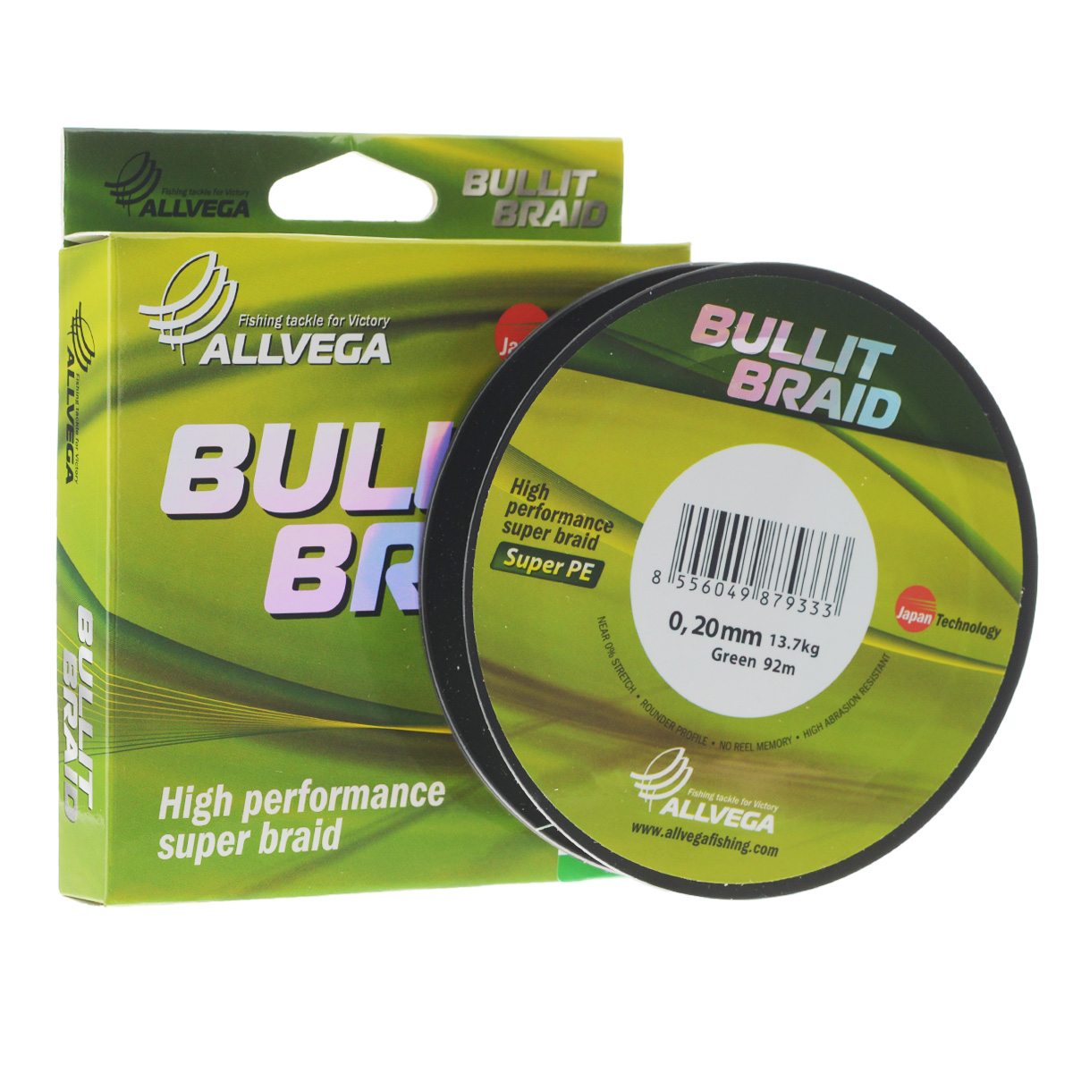 Леска плетеная Allvega Bullit Braid, цвет: темно-зеленая, 92 м, 0,20 мм, 13,7 кг21424 Леска плетеная Allvega Bullit Braid, цвет: темно-зеленая, 92 м, 0,20 мм, 13,7 кг21424Леска Allvega Bullit Braid с гладкой поверхностью и одинаковым сечением по всей длине обладает высокой износостойкостью. Благодаря микроволокнам полиэтилена (Super PE) леска имеет очень плотное плетение и не впитывает воду. Леску Allvega Bullit Braid можно применять в любых типах водоемов. Особенности:- повышенная износостойкость;- высокая чувствительность - коэффициент растяжения близок к нулю;- отсутствует память;- идеально гладкая поверхность позволяет увеличить дальность забросов;- высокая прочность шнура на узлах.
