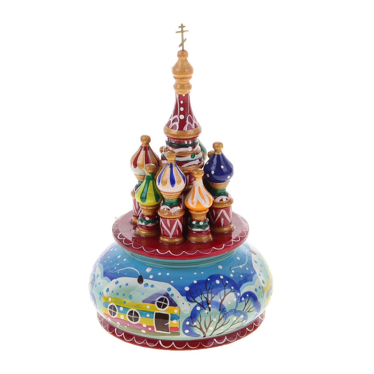 Фигурка декоративная Sima-land Храм, музыкальная, высота 21 см. 10799161079916 Фигурка декоративная Sima-land Храм, музыкальная, высота 21 см. 10799161079916Декоративная фигурка Sima-land Храм, выполненная из дерева в виде храма, покрыта лаком и оформлена красочными рисунками.Основание фигурки крутится и предназначено для завода музыкального механизма. Повернув основание фигурки, она начнет медленно вращаться и заиграет приятная мелодия. Декоративная музыкальна фигурка Sima-land Храм не оставит равнодушным ни одного любителя изысканных вещей и станет прекрасным подарком. Размер фигурки: 11 см х 11 см х 21 см.