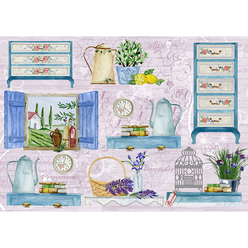 Рисовая бумага для декупажа Craft Premier Прованс на кухне, 28 х 38 смCP00508 Рисовая бумага для декупажа Craft Premier Прованс на кухне, 28 х 38 смCP00508Рисовая бумага для декупажа Craft Premier Прованс на кухне - мягкая бумага с выраженной волокнистой структурой, которая легко повторяет форму любых предметов. При работе с этой бумагой вам не потребуется никакой дополнительной подготовки перед началом работы. Вы просто вырезаете или вырываете нужный фрагмент и хорошо проклеиваете бумагу на поверхности изделия. Рисовая бумага для декупажа идеально подходит для стекла. В отличие от салфеток, при наклеивании декупажная бумага практически не рвется и совсем не растягивается. Клеить ее можно как на светлую, так и на темную поверхность. Для новичков в декупаже это очень удобно и гарантируется хороший результат. Поверхность, на которую будет клеиться декупажная бумага, подготавливают точно так же, как и для наклеивания салфеток, распечаток и т.д. Мотив вырезаем точно по контуру и замачиваем в емкости с водой, обычно не больше чем на одну минуту, чтобы он полностью впитал воду. Вынимаем и промакиваем бумажным или обычным полотенцем с двух сторон. Равномерно наносим клей на оборотную сторону фрагмента, и на поверхность предмета, с которым работаем. Прикладываем мотив на поверхность и сверху промазываем кистью с клеем легкими нажатиями, стараемся избавиться от пузырьков воздуха, как бы выдавливая их. Делать это нужно от середины к краям мотива. Оставляем работу сушиться. После того, как работа высохнет, нужно покрыть ее лаком.Декупаж - техника декорирования различных предметов, основанная на присоединении рисунка, картины или орнамента (обычного вырезанного) к предмету и далее покрытии полученной композиции лаком ради эффектности, сохранности и долговечности. Плотность: 25 г/м.