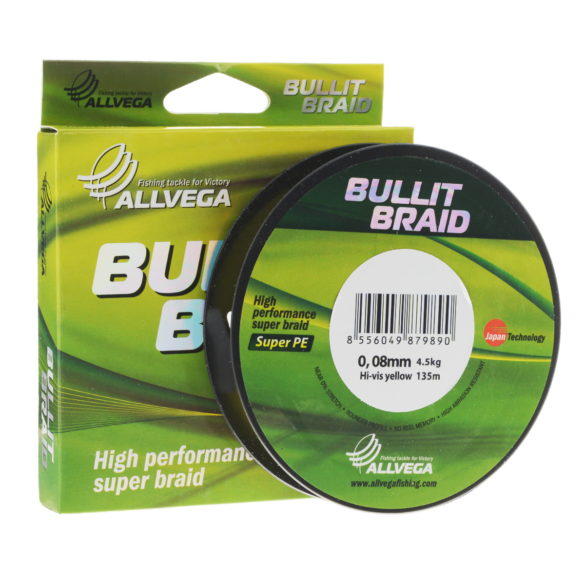 Леска плетеная Allvega Bullit Braid, цвет: ярко-желтый, 135 м, 0,08 мм, 4,5 кг31759 Леска плетеная Allvega Bullit Braid, цвет: ярко-желтый, 135 м, 0,08 мм, 4,5 кг31759Леска Allvega Bullit Braid с гладкой поверхностью и одинаковым сечением по всей длине обладает высокой износостойкостью. Благодаря микроволокнам полиэтилена (Super PE) леска имеет очень плотное плетение и не впитывает воду. Леску Allvega Bullit Braid можно применять в любых типах водоемов. Особенности:повышенная износостойкость;высокая чувствительность - коэффициент растяжения близок к нулю;отсутствует память; идеально гладкая поверхность позволяет увеличить дальность забросов; высокая прочность шнура на узлах.