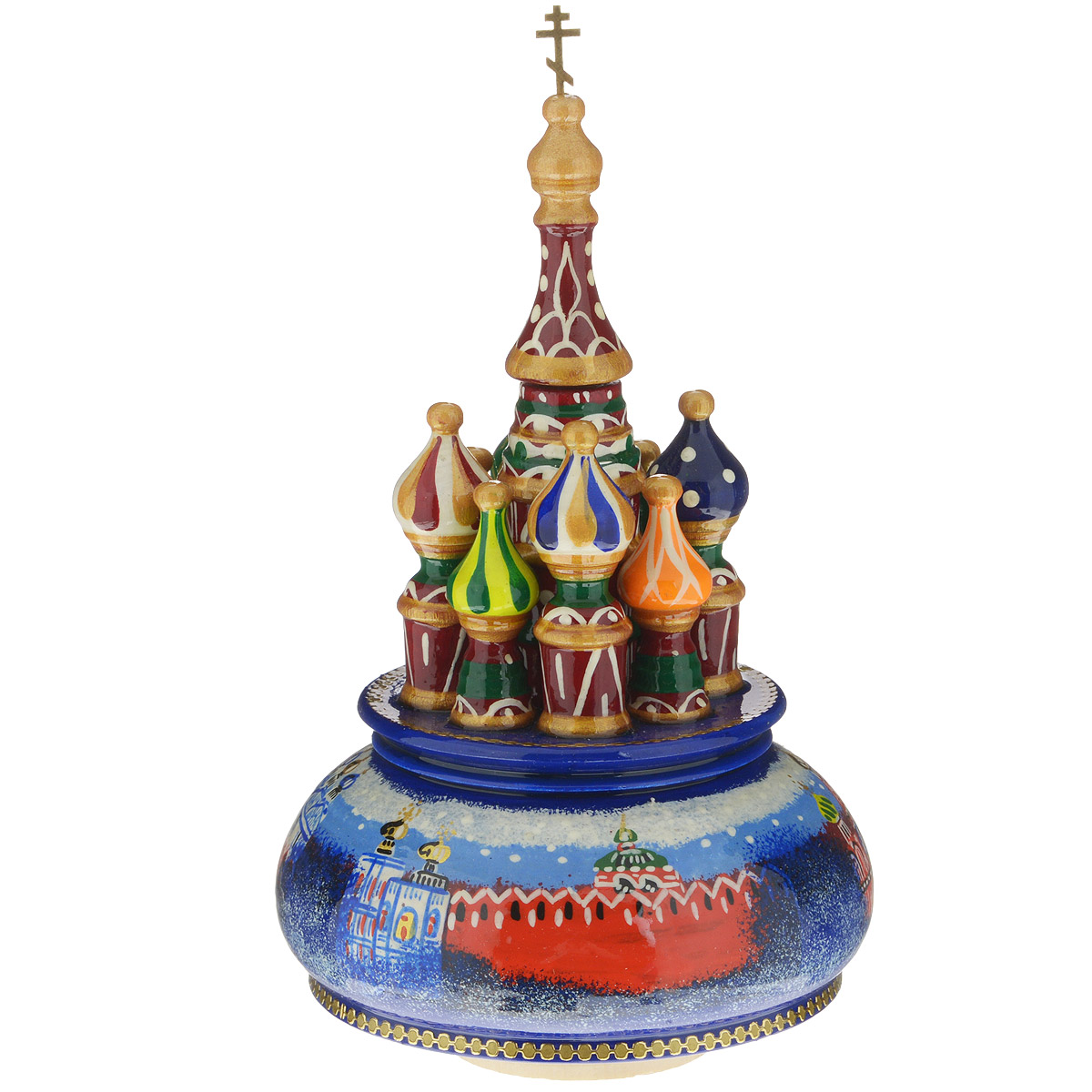 Фигурка декоративная Sima-land Храм, музыкальная, высота 21 см. 10799261079926 Фигурка декоративная Sima-land Храм, музыкальная, высота 21 см. 10799261079926Декоративная фигурка Sima-land Храм, выполненная из дерева в виде храма, покрыта лаком и оформлена красочными рисунками.Основание фигурки крутится и предназначено для завода музыкального механизма. Поверните основание фигурки, и она начнет медленно вращаться, и заиграет приятная мелодия.Декоративная музыкальна фигурка Sima-land Храм не оставит равнодушным ни одного любителя изысканных вещей и станет прекрасным подарком. Размер фигурки: 11 см х 11 см х 21 см.