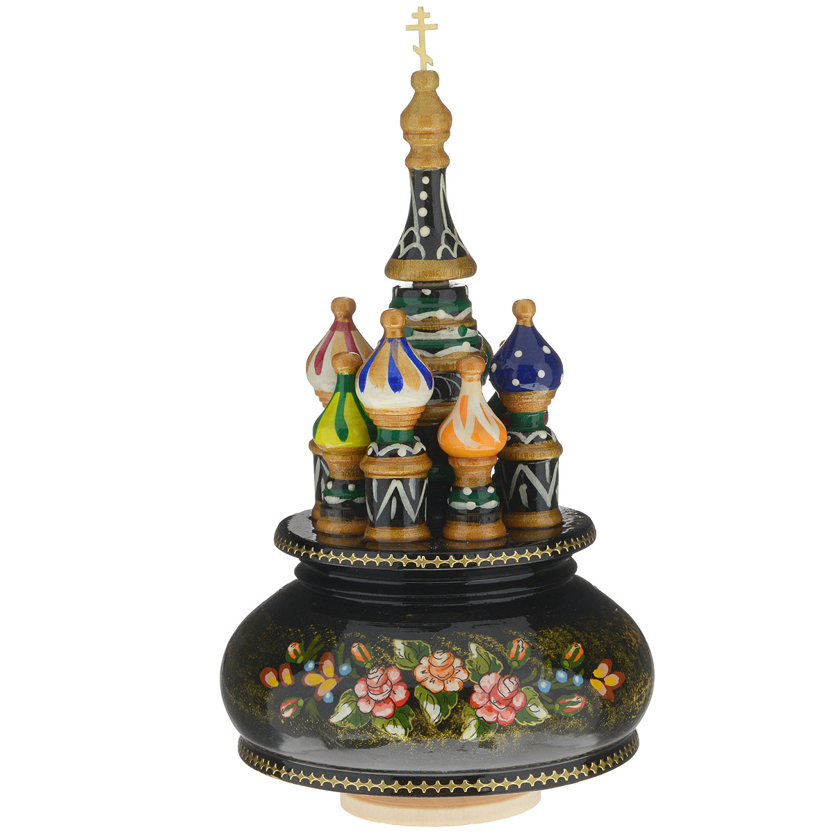 Фигурка декоративная Sima-land Храм, музыкальная, высота 21 см. 10799181079918 Фигурка декоративная Sima-land Храм, музыкальная, высота 21 см. 10799181079918Декоративная фигурка Sima-land Храм, выполненная из дерева в виде храма, покрыта лаком и оформлена красочными рисунками.Основание фигурки крутится и предназначено для завода музыкального механизма. Поверните основание фигурки, и она начнет медленно вращаться, и заиграет приятная мелодия.Декоративная музыкальна фигурка Sima-land Храм не оставит равнодушным ни одного любителя изысканных вещей и станет прекрасным подарком. Размер фигурки: 11 см х 11 см х 21 см.