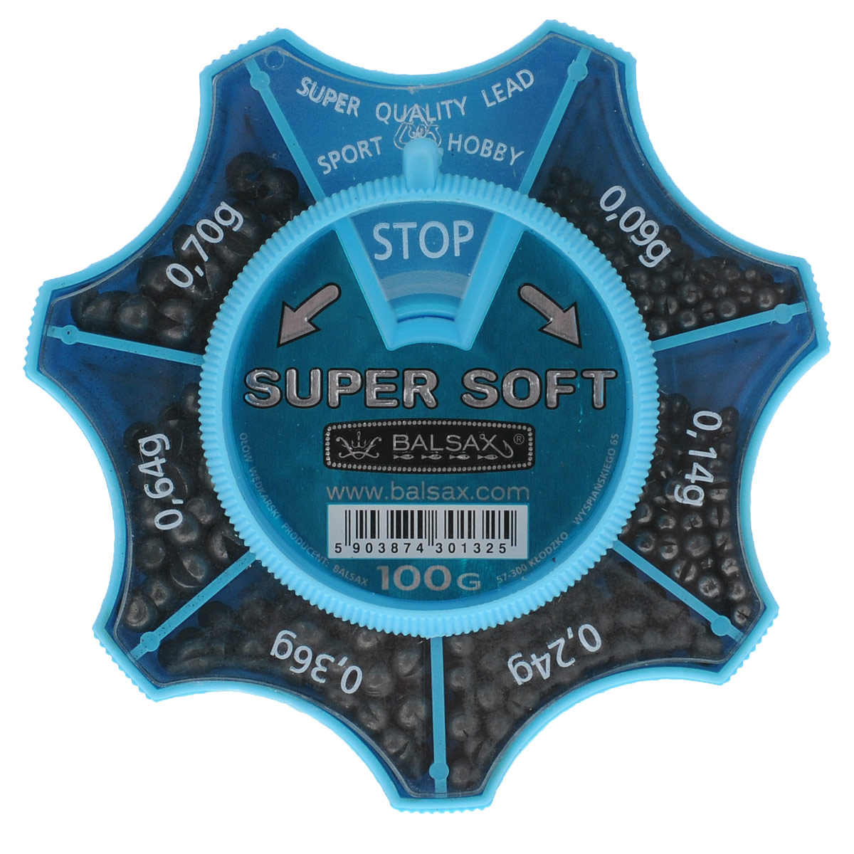 Набор грузов Balsax Super Soft, 100 г13-7-319 Набор грузов Balsax Super Soft, 100 г13-7-319Грузы Balsax Super Soft, изготовленные из свинца, прочно держатся на леске.Грузило - одно из рыболовных приспособлений, которое гарантирует правильный заброс удочки и надежное закрепление крючка в пасти рыбы. Они легко закрепляются даже на самой тонкой снасти, при этом их можно перемещать вверх и вниз, не опасаясь, что они повредит леску. В набор входит шесть видов грузов весом: 0,09 г, 0,14 г, 0,24 г, 0,36 г, 0,64 г, 0,7 г. Набор грузов Balsax Super Soft станет незаменимым атрибутом рыбалки. Вес грузов: 0,09-0,7 г. Общий вес: 100 г. Материал: свинец.