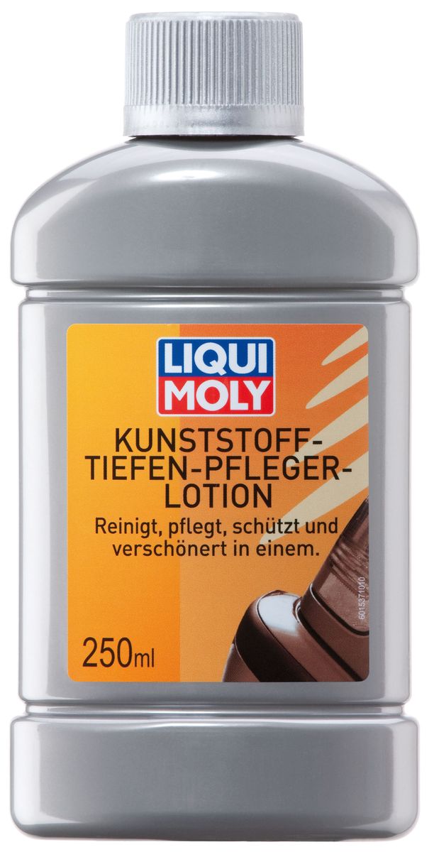 Лосьон для ухода за пластиком Liqui Moly, 250 мл1537 Лосьон для ухода за пластиком Liqui Moly, 250 мл1537Лосьон для ухода за пластиком Liqui Moly очищает, ухаживает и защищает все виды пластиков и резиновых деталей и придает им вид новых. Глубоко проникает в поверхность пластика и обеспечивает оптимальную, долговременную защиту. Для внешних и внутренних деталей. Обладает антистатическим и грязеотталкивающим эффектом. Придает матово-шелковистый блеск. Подходит для пластмасс, применяемых в быту. Товар сертифицирован.