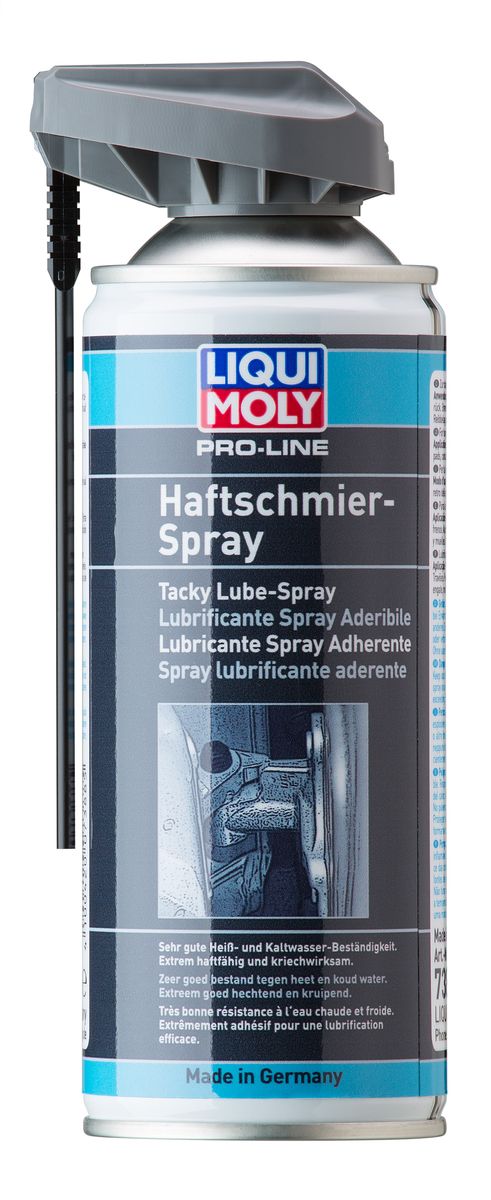 Адгезийная смазка-спрей Liqui Moly, 400 мл7388 Адгезийная смазка-спрей Liqui Moly, 400 мл7388Адгезийная смазка-спрей Liqui Moly - высококачественный термостабильный синтетический смазочный материал, крайне стойкий к центробежным силам, возникающим при вращении деталей. Предназначена для обработки нагруженных петель дверей, тяг, рычагов, подшипников скольжения и других конструктивных элементов автомобиля, работающих при высоких температурах и давлениях. После испарения растворителя остается высокоадгезионная смазывающая пленка, обеспечивающая оптимальную антикоррозионную защиту и отлично воспринимающая давление. Высокая степень восприятия давления в течение длительного времени обеспечивает оптимальную защиту конструктивных элементов даже при крайне тяжелых условиях эксплуатации. Свойства: - высокая температурная стойкость,- экстремальная адгезия,- замечательно воспринимает давление,- замечательная антикоррозионная защита,- стойка к холодной и горячей воде,- чистота при использовании,- максимальная эффективность в чистом виде,- длительного действия,- распыляется при любом положении баллона.Состав: базовое масло, гексан (изомер), пропеллент пропан-бутан. Товар сертифицирован.