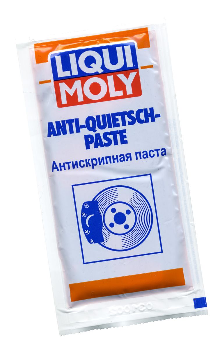 Антискрипная паста Liqui Moly, 10 г7656 Антискрипная паста Liqui Moly, 10 г7656Антискрипная паста Liqui Moly - это специальная смазка для тормозных систем, выдерживающая большие нагрузки. Обеспечивает отличное скольжение деталей, устраняет и предотвращает скрежет и скрип. Отличается превосходной адгезией. Устойчива к высоким температурам, к воздействию противоледных реагентов и водяных брызг с дорожного полотна. Не электропроводна. Может применяться в тормозных системах с антиблокировкой. Оптимально защищает от коррозии. Легко наносится. Состав: базовое масло, загуститель, присадки. Вес: 10 г.Товар сертифицирован.