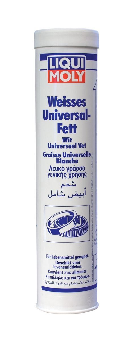 Белая универсальная смазка Liqui Moly, 400 г8918 Белая универсальная смазка Liqui Moly, 400 г8918Белая универсальная смазка Liqui Moly - консистентная смазка с содержанием микрокерамики. Обладает прочным сцеплением с поверхностями, обеспечивая работу при очень высоких нагрузках, обладает грязеотталкивающим эффектом, обеспечивая долговременную смазку. Подходит для применения в пищевой, текстильной и бумажной промышленности. Температурный диапазон применения от -30°С до +120°С, кратковременно до +130°С. Вес: 400 г. Товар сертифицирован.