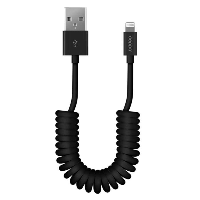 Deppa Color дата-кабель витой 8-pin для Apple, Black (1.5 м)