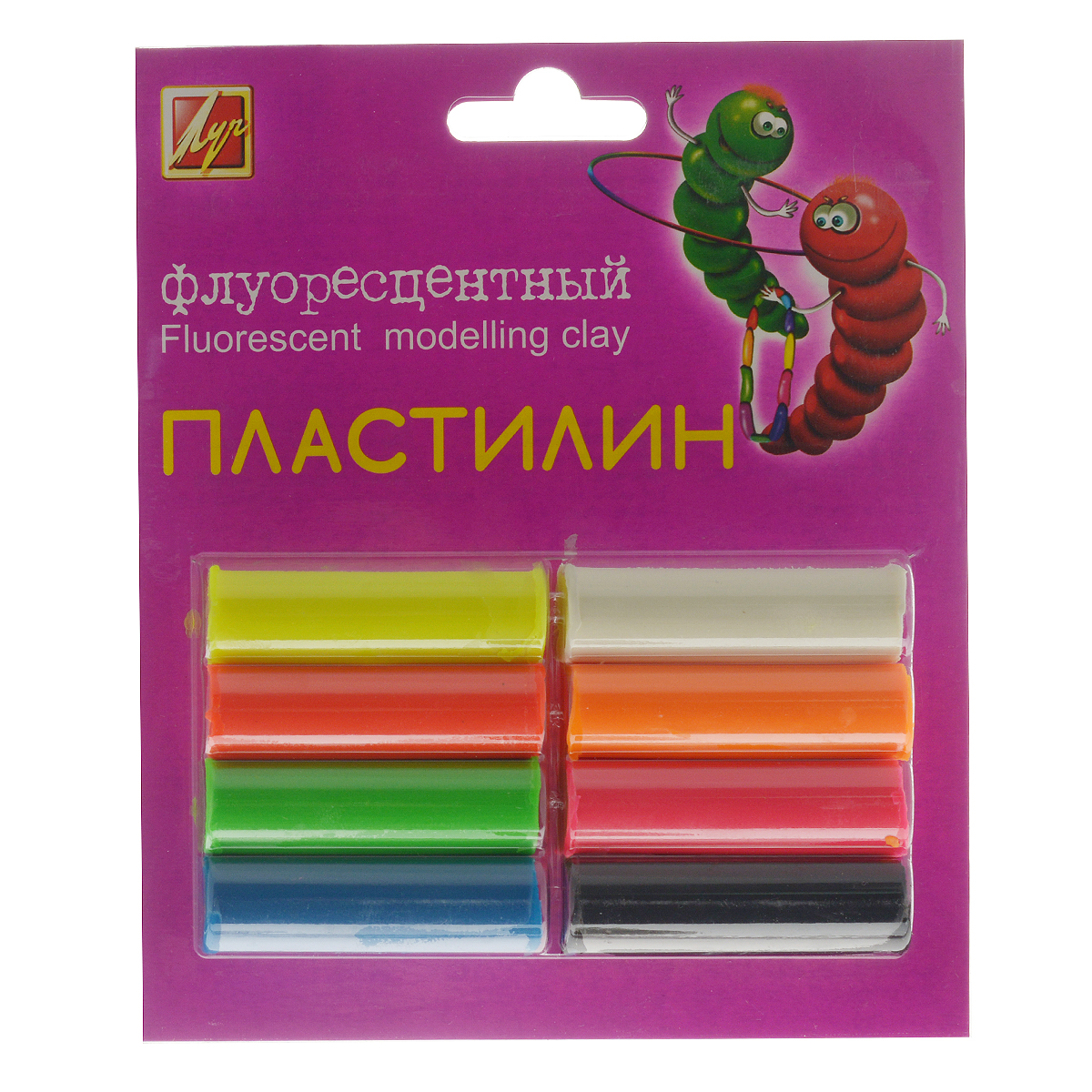 Пластилин Луч, флуоресцентный, 8 цветов12С 765-08 Пластилин Луч, флуоресцентный, 8 цветов12С 765-08Цветной флуоресцентный пластилин Луч, предназначенный для лепки и моделирования, поможет ребенку развить творческие способности, воображение и мелкую моторику рук. Пластилин обладает отличными пластичными свойствами, быстро размягчается, хорошо держит форму и не липнет к рукам. Пластилин нетоксичен, безопасен для здоровья. В наборе пластилин со флуоресцентным эффектом восьми насыщенных цветов: белого, красного, черного, зеленого, синего, желтого, оранжевого и розового.