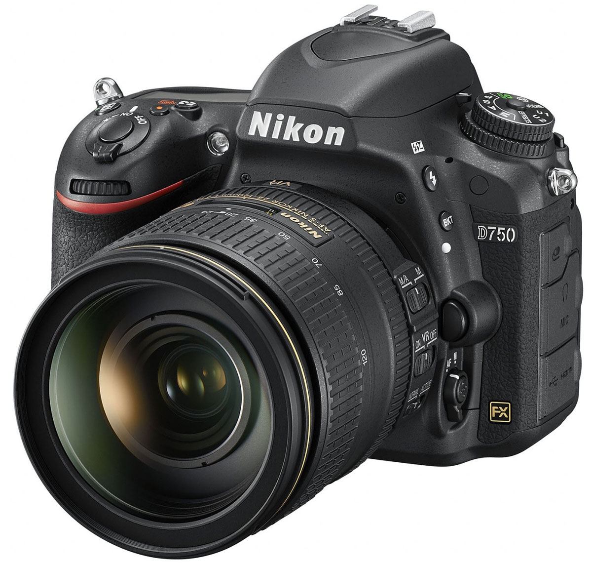 Nikon D750 Kit 24-120 VR цифровая зеркальная фотокамераVBA420K002 Nikon D750 Kit 24-120 VR цифровая зеркальная фотокамераVBA420K002Раскройте свое видение мира благодаря универсальной модели Nikon D750 с гибкими настройками и высокой скоростью съемки. Откройте для себя мир неограниченных возможностей: дерзайте и побеждайте с помощью полнокадровой 24,3-мегапиксельной фотокамеры.Новая конструкция матрицы формата FX обеспечивает исключительное качество изображения и как никогда четкие результаты при больших значениях чувствительности ISO. Феноменально точная автофокусировка, высокая скорость серийной съемки (6,5 кадра в секунду), возможность записи видеороликов в формате Full HD (1080/60p) и наклонный экран предоставляют фотографу полную свободу для творчества. Используйте встроенный модуль Wi-Fi и мгновенно делитесь впечатляющими снимками.Система АФ Multi-CAM 3500FX с 51-й точкой гарантирует превосходную точность на всех участках полнокадрового снимка. Система обеспечивает переключение между 9-, 21- и 51-точечным покрытием кадра и сохраняет чувствительность вплоть до -3 EV (ISO 100, 20 °C). Быстрая блокировка и расширенная функциональность «Сохранение по ориентации». Пятнадцать датчиков перекрестного типа в центре совместимы с объективами AF NIKKOR, имеющими диафрагму f/5,6 или более светосильными, а 11 центральных точек фокусировки работают с диафрагмой f/8.В режиме групповой АФ непрерывно осуществляется мониторинг пяти разных областей АФ, а также обеспечиваются быстрое наведение на объект съемки и улучшенная изоляция фона в случае съемки сравнительно небольших объектов на высококонтрастном или отвлекающем фоне. 5-точечную зону АФ можно перемещать в пределах 51?точечного массива в соответствии с компоновкой кадра.Фотокамера поддерживает разные кадровые форматы для трансляции качественного D-видео, позволяющие вести съемку видеороликов в различных условиях. Фотокамера D750 записывает видеоролики Full HD (1080p) в форматах FX и DX с частотой кадров 50p/60p; при этом уровень шума, муара и искажения цветов намного ниже. Эта модель поддерживает управление диафрагмой с электроприводом в процессе съемки, два формата кадрирования матрицы (FX и DX) и передачу несжатого видео через выход HDMI. Кроме того, возможна одновременная запись видео с полным разрешением с помощью фотокамеры и внешнего записывающего устройства.Простое управление с помощью меню позволяет вести цейтраферную видеосъемку с плавными переходами экспозиции. Используйте съемку с интервалом для спуска затвора с предустановленными интервалами. Используйте цейтраферную видеосъемку для сохранения изображений в виде файлов видеороликов и просматривайте медленные движения в режиме ускоренного просмотра, увеличивая скорость в 24–36 000 раз по сравнению с обычной.Поиграйте со специальными эффектами или воспользуйтесь сюжетными режимами, специально созданными для конкретных условий и мест съемки. Специальные эффекты можно применять как к фотографиям, так и к видеороликам. К этим эффектам относятся «Выборочный цвет», «Цветной эскиз», «Эффект миниатюры» и «Ночное видение». Просмотреть выбранный эффект, а также отрегулировать его интенсивность можно прямо во время съемки.Съемка любого количества изображений и создание превосходных фотографий со световым следом. Режим непрерывной съемки с выдержкой 4 секунды или длиннее позволяет снять множество высококачественных изображений в формате JPEG или RAW, количество которых ограничивается лишь емкостью используемой карты памяти и ресурсом работы батареи. Благодаря чрезвычайно короткому интервалу между снимками можно добиться красивого эффекта, идеально объединяя изображения со следами движения звезд или автомобильных фар с помощью программного обеспечения сторонних разработчиков.Система Picture Control 2.0 позволяет полностью управлять резкостью, контрастностью, яркостью, оттенками и насыщенностью во время съемки фотографий и видеороликов. Простая последующая обработка благодаря параметру «Равномерный», обеспечивающему максимальный динамический диапазон; тонкая настройка детализации с помощью параметра «Четкость». Во время съемки можно визуально контролировать результат применения изменяемых настроек. Сохранив разные параметры для видеороликов и фотоснимков в специальном меню, вы упростите последующий процесс съемки.Монитор с возможностью настройки цветов поддерживает изменения цветового баланса и яркости в любом направлении в соответствии с личными предпочтениями фотографа. Наклонный ЖК-монитор с совмещением по технологии RGBW, антибликовым покрытием, диагональю 8,0 см и разрешением 1229 тыс. точек обеспечивает гибкость и легкость работы в любых условиях.Фотокамера Nikon D750 защищена благодаря прочному герметичному корпусу, устойчивому к воздействию неблагоприятных погодных условий, и готова к работе в любой среде. Затвор из сплава углеродного волокна и кевлара проверен на протяжении 150 000 циклов срабатываний, а прочная моноблоковая конструкция делает фотокамеру легкой и износостойкой.Система обработки изображений EXPEED 4Функция очистки матрицы, эталонные данные для функции удаления пыли (требуется программное обеспечение Capture NX-D)Возможность расширения ISO до диапазона 50–51 200 (в эквиваленте)Стандарты Wi-Fi: IEEE 802.11b, IEEE 802.11gДва гнезда для карт SD, поддерживают карты SDXC и UHS-I высокой емкостиРежим зоны АФ: одноточечная АФ; 9-, 21- или 51-точечная динамическая АФ, 3D-слежение, групповая АФ, автоматический выбор зоны АФАвтоспуск: 2 с, 5 с, 10 с, 20 с; от 1 до 9 экспозиций с интервалами 0,5; 1; 2 или 3 сАктивный D-Lighting: «Авто», «Сверхусиленный», «Усиленный», «Нормальный», «Умеренный», «Выкл.»Брекетинг активного D-Lighting: 2 кадра с использованием выбранного значения для одного кадра или от 3 до 5 кадров с использованием предустановленных значений для всех кадровБрекетинг баланса белого: от 2 до 3 кадров с шагом 1, 2 или 3Брекетинг вспышки: от 2 до 9 кадров с шагом 1/3, 1/2, 2/3 или 1 EV. От 2 до 5 кадров с шагом 2 или 3 EVБрекетинг экспозиции: от 2 до 9 кадров с шагом 1/3, 1/2, 2/3 или 1 EV; от 2 до 5 кадров с шагом 2 или 3 EVРежимы съемки: S (покадровый), CL (непрерывный низкоскоростной), CH (непрерывный высокоскоростной), Q (тихий спуск затвора), автоспуск, MUP (подъем зеркала), Qc (непрерывный с тихим спуском затвора)Автоматические режимы (авто; авто (вспышка выключена)); сюжетные режимы («Портрет»; «Пейзаж»; «Ребенок»; «Спорт»; «Макро»; «Ночной портрет»; «Ночной пейзаж»; «Праздник/в помещении»; «Пляж/снег»; «Закат»; «Сумерки/рассвет»; «Портрет питомца»; «Свет от свечи»; «Цветение»; «Краски осени»; «Еда»); режимы спецэффектов («Ночное видение»; «Цветной эскиз»; «Эффект миниатюры»; «Выборочный цвет»; «Силуэт»; «Высокий ключ»; «Низкий ключ»); программный автоматический режим с гибкой программой (P); автоматический режим с приоритетом выдержки (S); автоматический режим с приоритетом диафрагмы (A); ручной режим (M); U1 (пользовательские настройки 1); U2 (пользовательские настройки 2)