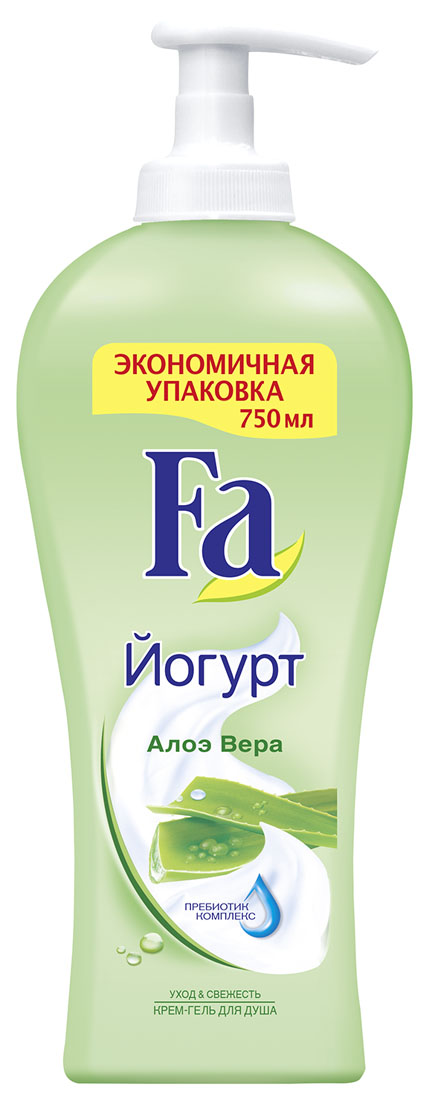 FA Гель для душа женский YOGHURT Алоэ Вера 750 мл, 750 мл12052923 FA Гель для душа женский YOGHURT Алоэ Вера 750 мл, 750 мл12052923Этот уникальный крем-гель Fa подарит Вам удивительныеощущения: сочетание бережного ухода и приятной свежести.Крем-гель для душа с нежным ароматом и соком алоэ вера мягко ухаживает даже за сухой кожей, делает ее более гладкой и шелковистой. Нежная формула с протеинами йогурта сохраняет природныйбаланс кожи, защищая ее от потери влаги и сухости день за днем. - pH нейтральный- Хорошая переносимость кожей - Протестировано дерматологами