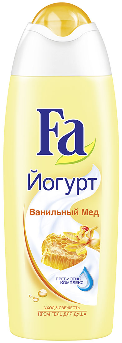FA Гель для душа женский YOGHURT Ванильный Мед , 250 мл12052657 FA Гель для душа женский YOGHURT Ванильный Мед , 250 мл12052657Этот уникальный крем-гель для душа подарит Вам удивительные ощущения: сочетание нежного ухода и приятной свежести. Нежная формула с протеинами йогурта сохраняет природныйбаланс кожи, защищая ее от потери влаги и сухости день заднем.Крем-гель для душа нежно ухаживает за сухой кожей, делает ееболее гладкой и шелковистой, даря тонкий аромат ванили имёда. - pH нейтральный- Хорошая переносимость кожей - Протестировано дерматологами