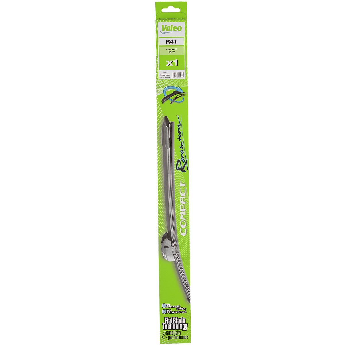 Щетка стеклоочистителя Valeo Compact Revolution, бескаркасная, 40 см, 1 шт576072 Щетка стеклоочистителя Valeo Compact Revolution, бескаркасная, 40 см, 1 шт576072Щетка стеклоочистителя Valeo Compact Revolution с небольшим симметричным спойлером предназначена для механической очистки стекол автомобилей от воды, снега, дорожной грязи и других загрязнений. Имеет особое незамерзающее покрытие.Тип крепления - крючок.