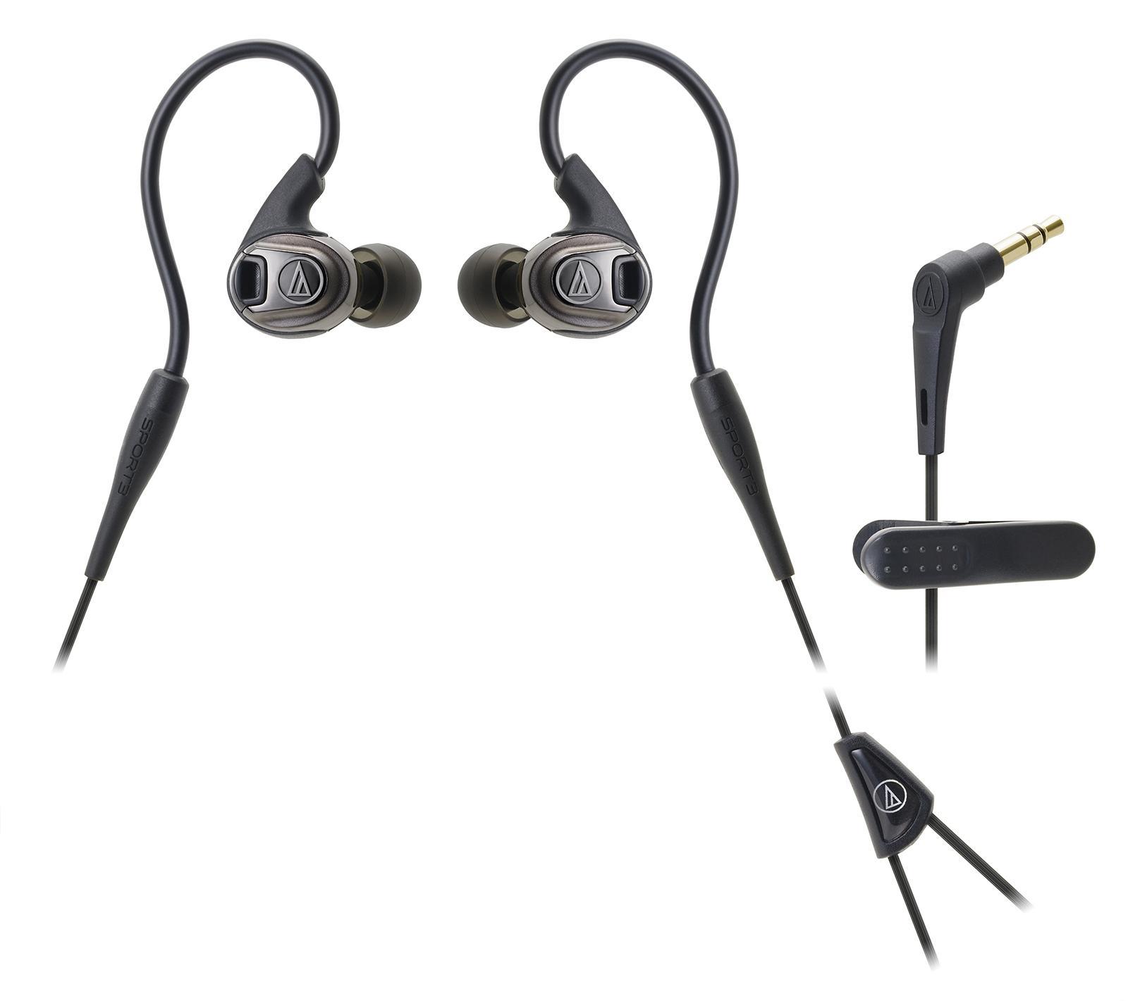 Audio-Technica ATH-SPORT3, Black наушникиATH-SPORT3 BK Audio-Technica ATH-SPORT3, Black наушникиATH-SPORT3 BKAudio-Technica SPORT3 – вставные динамические наушники с заушным креплением, созданные для спортсменов,которые ценят длительный комфорт в сочетании с первоклассным звуком музыки во время интенсивных тренировокКонструкция модели гибкая и безопасная, позаимствованная из известной линейки арматурных наушников Audio-Technica IM. Звук динамичный, передающий все нюансы звучания. Звуковой канал имеет пятую степень защиты от влаги IXP5 и оснащен встроенными стабилизаторами, благодаря которым происходит оптимизация воздушных потоков в канале. Насыщенный звук достигается также за счет устранения ненужных вибрацийВодозащита IXP5 выдерживает самые интенсивные занятия спортом, тренировки под дождем, а также чистку наушников под струей воды после очередной пробежкиУкороченный провод традиционно снабжен клипсой для удобного крепления к одежде