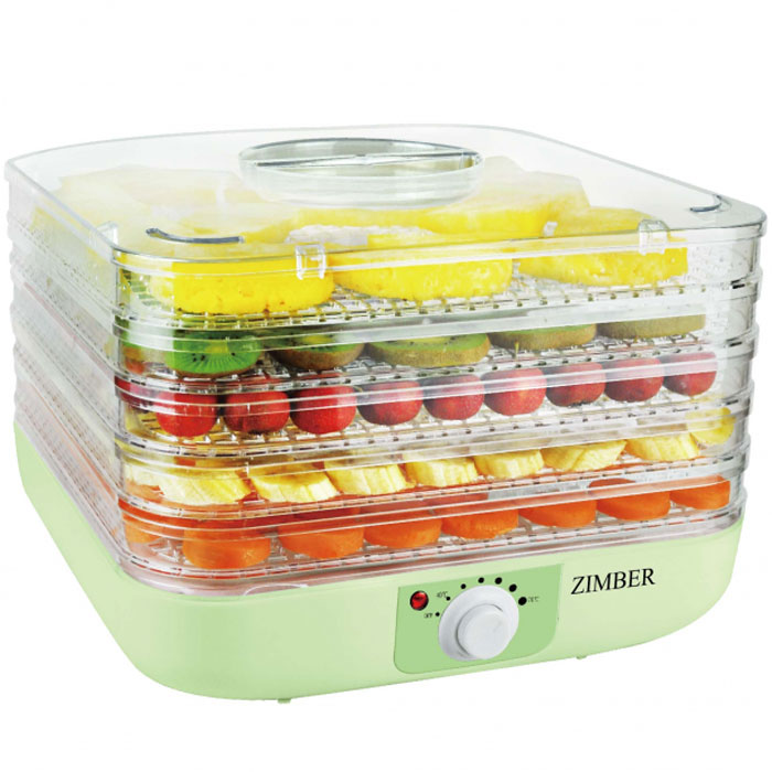 Zimber ZM-11024 дегидраторZM-11024 Zimber ZM-11024 дегидраторZM-11024Zimber ZM 11024- это сушилка для овощей, которая позволит вам быстро и качественно обработать овощи и фрукты для хранения. Пять уровней обеспечат удобное размещение продуктов внутри устройства и легкий доступ к ним, а прозрачные стенки корпуса позволят четко видеть, какие овощи внутри. Подбор оптимальной температуры в диапазоне от 40 до 70 градусов, позволит засушить овощи до необходимого состояния. Неоспоримым плюсом является также необычайная простота управления.