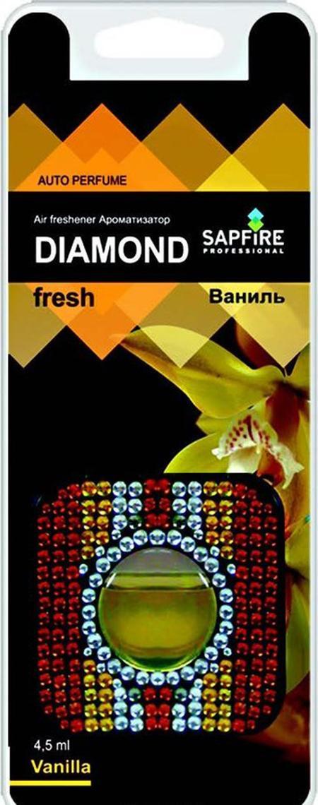 Ароматизатор в дефлектор Sapfire Diamond Fresh, ваниль07762-SAA Ароматизатор в дефлектор Sapfire Diamond Fresh, ваниль07762-SAAАвтомобильный освежитель воздуха Sapfire Diamond Fresh имеет приятный аромат ванили. Ароматизатор, изготовленный с использованием современной мембранной технологии, - это безопасно, удобно и гарантирует длительную работу, без риска пролить жидкое содержимое. Корпус ароматизатора квадратной формы, выполнен из пластика и украшен цветными стразами. Крепится ароматизатор на дефлектор в автомобиле. Состав: парфюмерная композиция, гель, пластик, алюминиевая фольга. Размер ароматизатора: 5,5 см х 5,5 см х 1 см.
