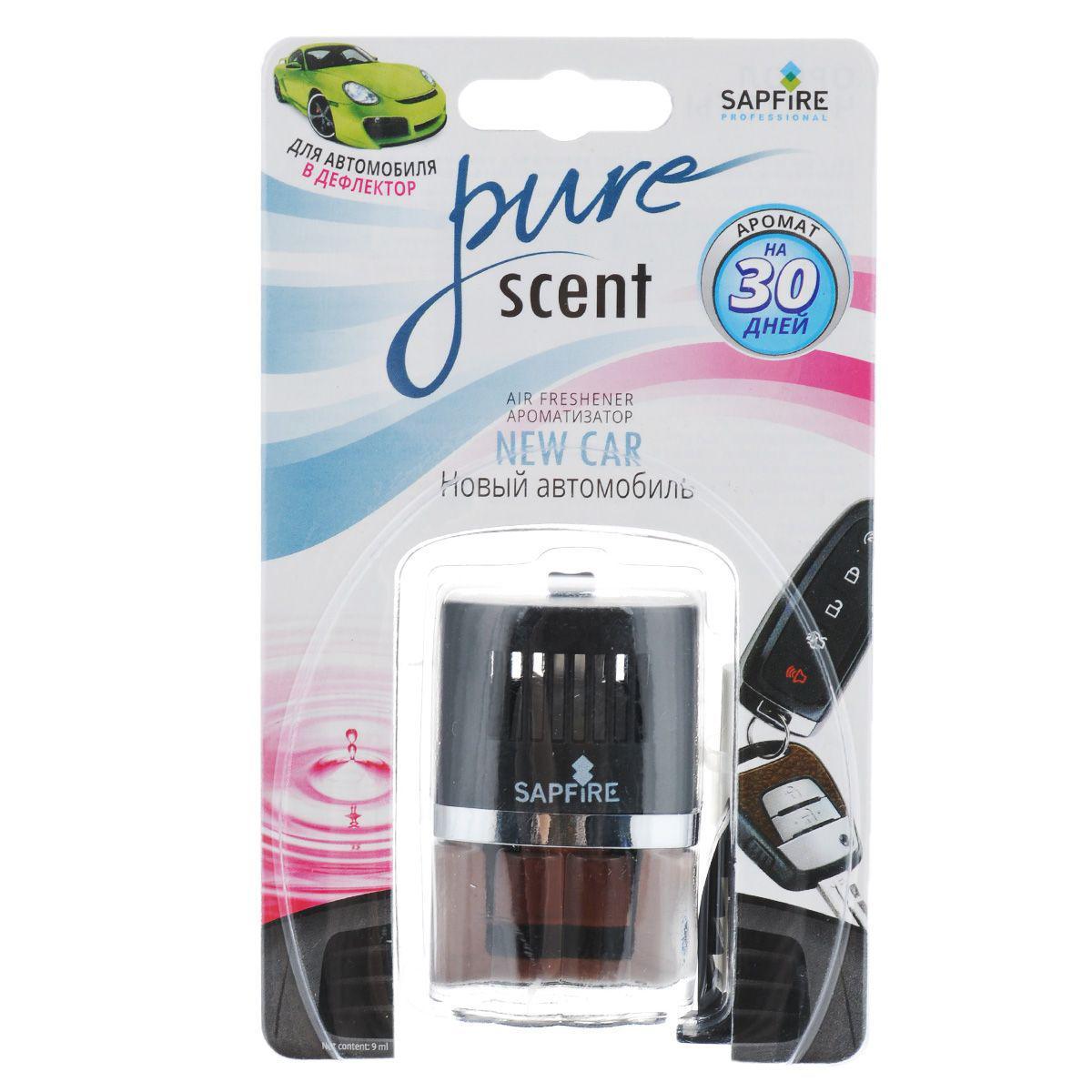 Ароматизатор в дефлектор Sapfire Pure Scent, новый автомобиль20025-SAT Ароматизатор в дефлектор Sapfire Pure Scent, новый автомобиль20025-SATАвтомобильный ароматизатор Sapfire Pure Scent имеет приятный аромат. Ароматизатор выполнен из пластика и вставляется в дефлектор машины. Аромат держится до 30 дней. Pure Scent - новое поколение концентрированных ароматизаторов. Парфюмерная композиция произведена в Японии. Обеспечивает стойкий насыщенный аромат и свежий запах.Состав: пластик, парфюмерная композиция высокой концентрации, стабилизатор. Размер ароматизатора: 6 см х 4 см х 2 см.