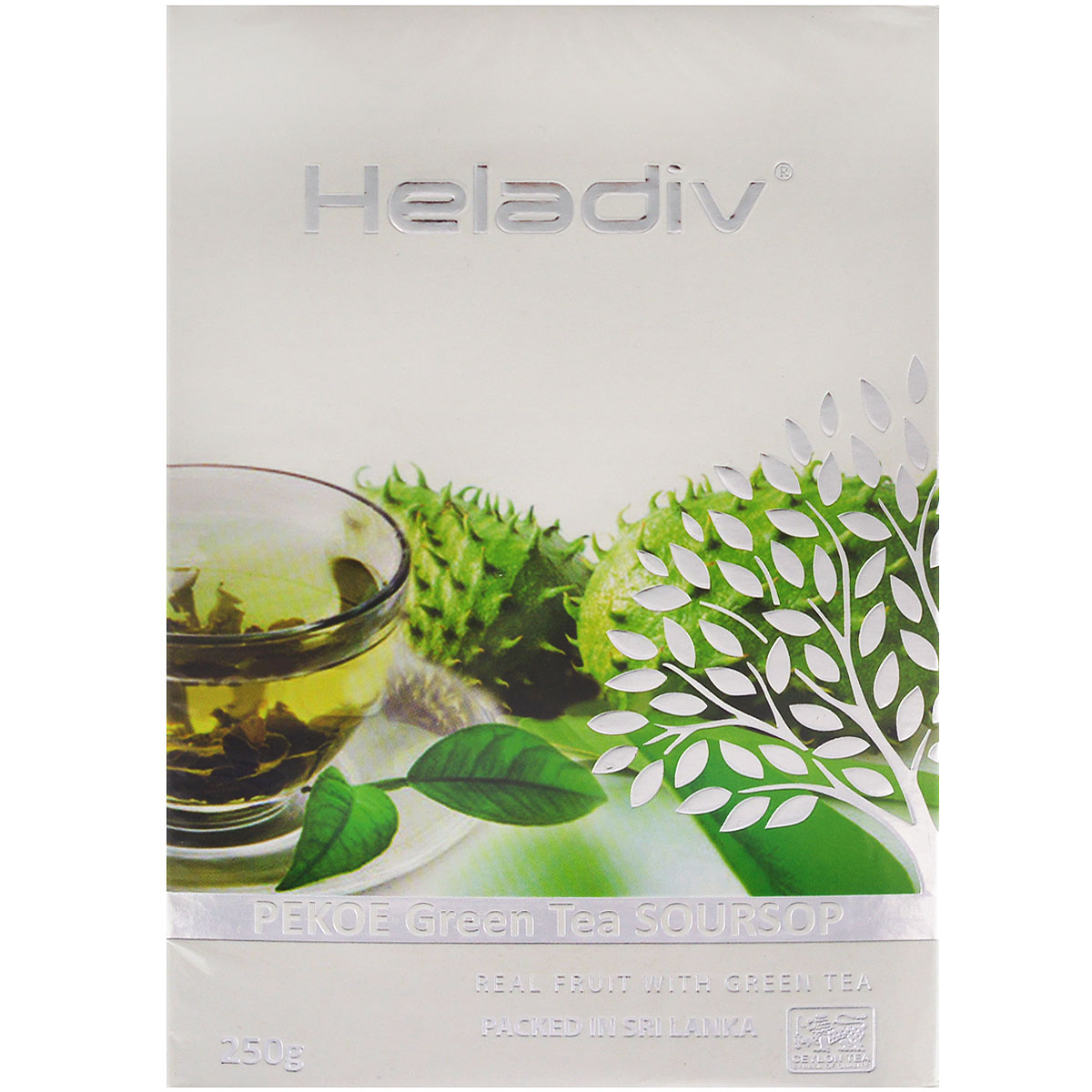 Heladiv Pekoe Green Soursop зелёный листовой чай с саусепом, 250 г4791007010609 Heladiv Pekoe Green Soursop зелёный листовой чай с саусепом, 250 г4791007010609Heladiv Pekoe Green Soursop - настоящий цейлонский зелёный чай Пеко с с натуральным ароматизатором и кусочками саусепа.