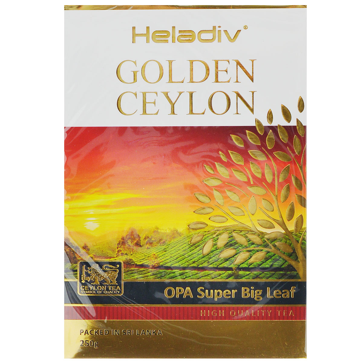 Heladiv Golden Ceylon Opa Super Big Leaf черный листовой чай, 250 г4791007010647 Heladiv Golden Ceylon Opa Super Big Leaf черный листовой чай, 250 г4791007010647Heladiv Golden Ceylon Opa Super Big Leaf- черный крупнолистовой чай высшей категории, собранный на лучших плантациях Шри-Ланки. Этот чай со свежим и в то же время крепким вкусом позволит вам ощутить гармонию, рожденную из прохлады высокогорных плато и зноя освещенных солнцем горных склонов Цейлона. Крепкий настой красного оттенка с золотистым отливом, уникальным вкусом и освежающим ароматом стал непременным атрибутом традиционного английского завтрака.