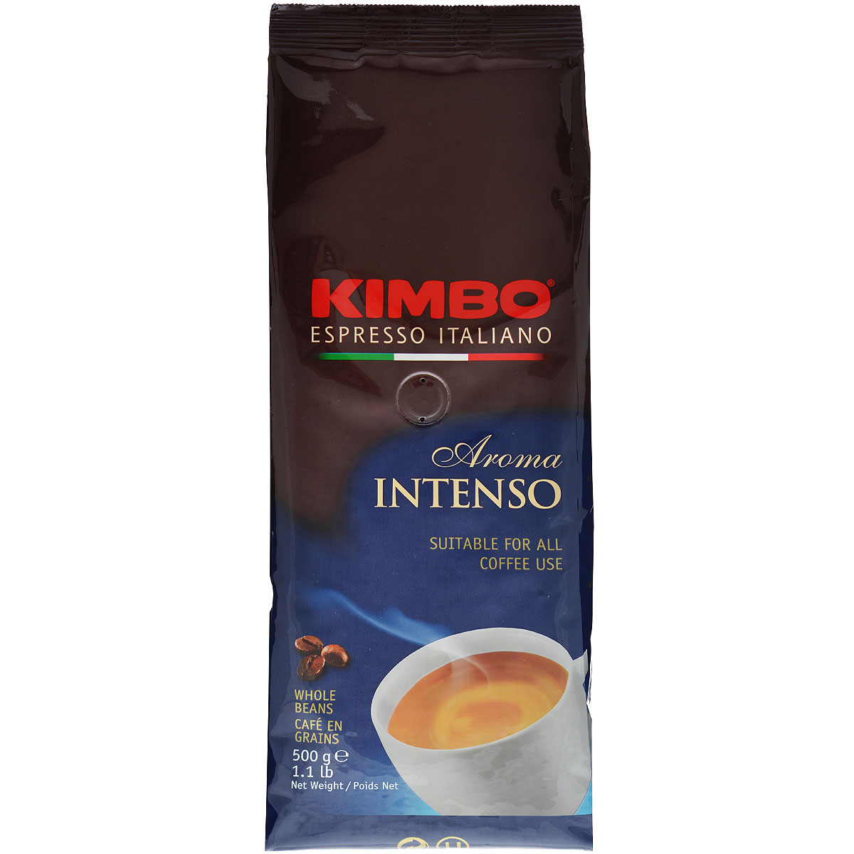 Kimbo Aroma Intenso кофе в зернах, 500 г8002200601225 Kimbo Aroma Intenso кофе в зернах, 500 г8002200601225Натуральный жареный кофе в зернах Kimbo Aroma Intenso. Крепкий, с шоколадным послевкусием и ярким ароматом. Изысканная смесь арабики и робусты придаёт «Кимбо Арома Интенсо» насыщенный вкус. Состав смеси: 80% арабика, 20% робуста.