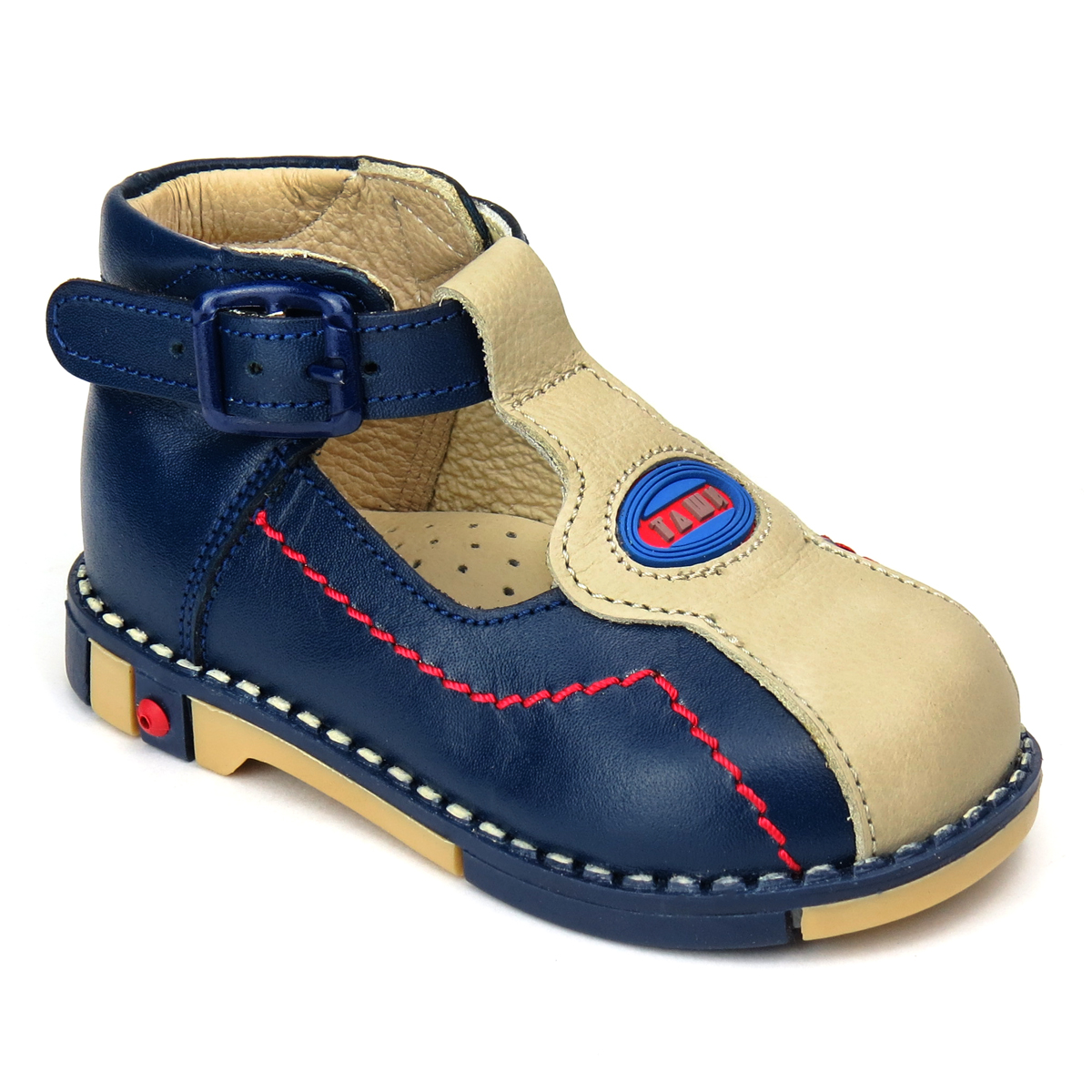 Туфли для мальчика Таши Орто, цвет: темно-синий, светло-бежевый. 219-01. Размер 21