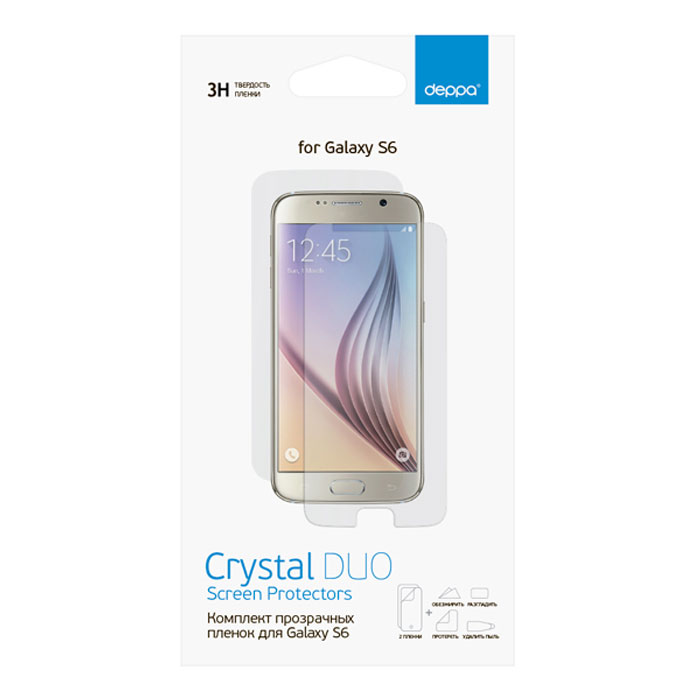 Deppa комплект защитных пленок для Samsung Galaxy S6, прозрачные61370 Deppa комплект защитных пленок для Samsung Galaxy S6, прозрачные61370Комплект защитных пленок Deppa для Samsung Galaxy S6 защитит экран вашего устройства от царапин. Пленки изготовлены из 3-слойного материала PET, изготовленного в Японии.