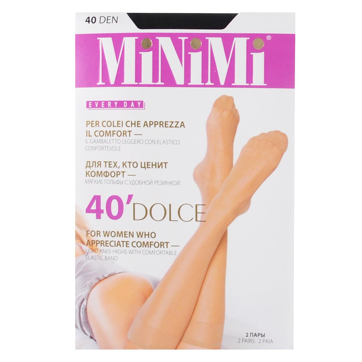 Гольфы женские Minimi Dolce 40, 2 пары, цвет: Nero (черный). Размер универсальныйDOLCE 40 Гольфы женские Minimi Dolce 40, 2 пары, цвет: Nero (черный). Размер универсальныйDOLCE 40Матовые гольфы Minimi Dolce с резинкой топ-комфорт и укрепленным мыском. В комплект входят 2 пары. Плотность: 40 den.