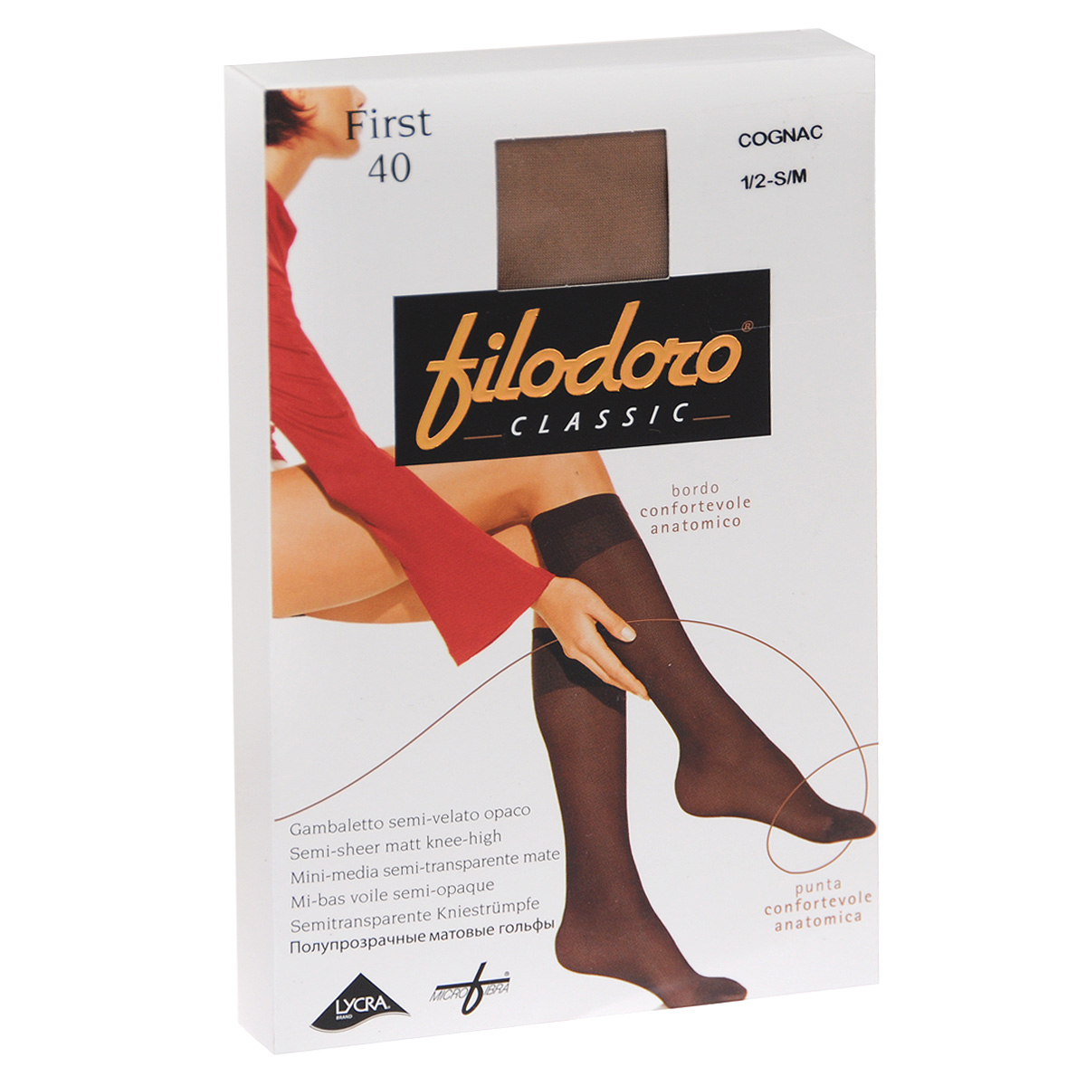 Гольфы женские Filodoro Classic First 40, цвет: Cognac (загар). C110309FC. Размер 1/2 (S/M)C110309FC Гольфы женские Filodoro Classic First 40, цвет: Cognac (загар). C110309FC. Размер 1/2 (S/M)C110309FCТонкие матовые эластичные гольфы Filodoro Classic First, с комфортной резинкой дифференцированной конструкции, укрепленным мыском. Плотность: 40 den.