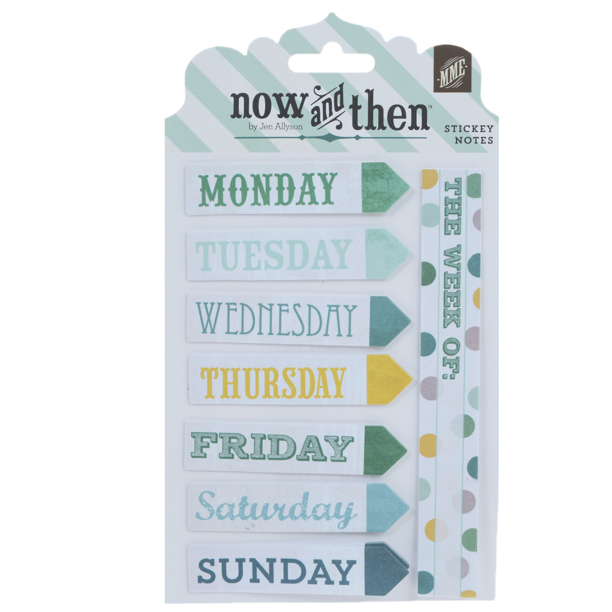 Стикеры-украшения My Minds Eye Week Sticky Notes. NT1041NT1041 Стикеры-украшения My Minds Eye Week Sticky Notes. NT1041NT1041Стикеры-украшения My Minds Eye Hello Sticky Notes, выполненные из бумаги, прекрасно подойдут для оформления творческих работ в технике скрапбукинг. Их можно использовать для украшения фотоальбомов, скрап-страничек, подарков, конвертов, фоторамок, открыток и многого другого. Стикеры выполнены в виде наклеек с днями недели. Один конец задней стороны клейкий. Скрапбукинг - это хобби, которое способно приносить массу приятных эмоций не только человеку, который этим занимается, но и его близким, друзьям, родным. Это невероятно увлекательное занятие, которое поможет вам сохранить наиболее памятные и яркие моменты вашей жизни, а также интересно оформить интерьер дома.Размер стикера: 6,5 см х 1,5 см.Размер стикера The week of: 12,8 см х 1,7 см.