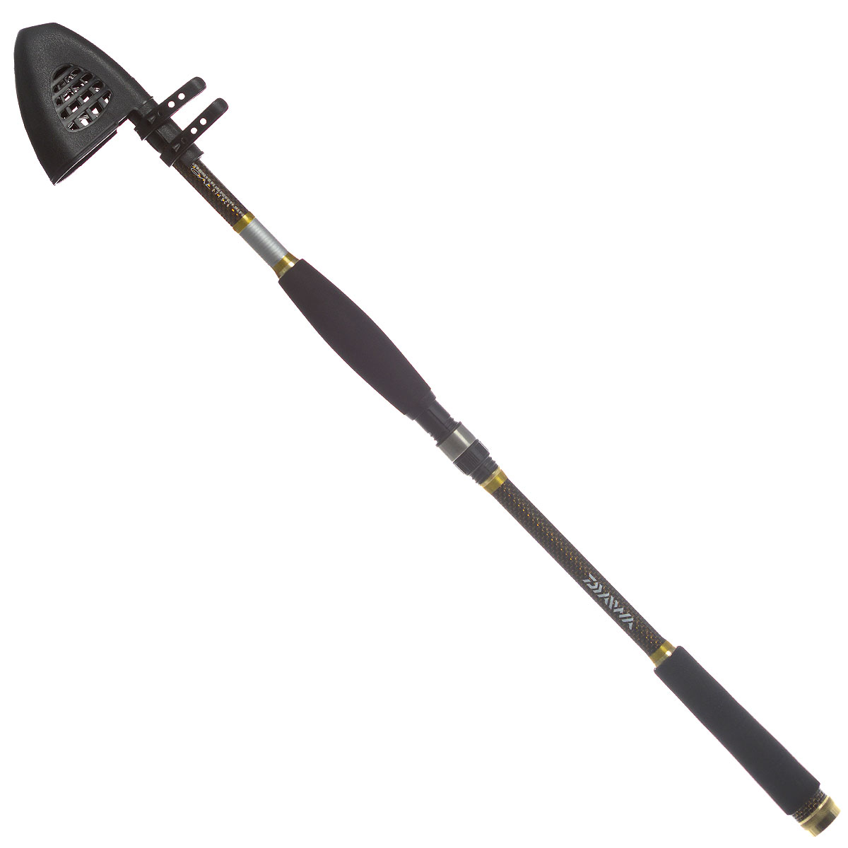 Спиннинг телескопический Daiwa Regal Tele Spin, 2,7 м, 15-60 г32224 Спиннинг телескопический Daiwa Regal Tele Spin, 2,7 м, 15-60 г32224Бланк телескопического спиннинга Daiwa Regal Tele Spin выполнен из карбона. Мягкая и приятная на ощупь разнесенная рукоять из дуплона. Спиннинг оснащен кольцами со вставками SiC. В сложенном виде спиннинг занимает очень мало места.В комплекте чехол для переноски и хранения.Тест: 15-60 г.