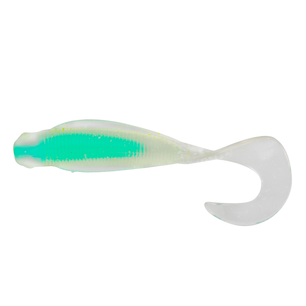 Твистер Tsuribito Nami, цвет: прозрачный, бирюзовый, 6 см, 6 шт