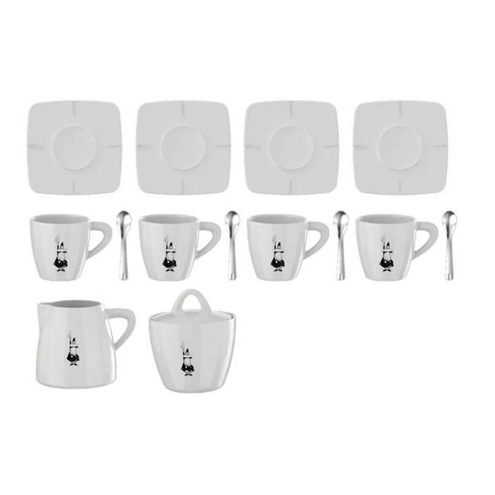 Набор кофейный Bialetti Porcelain, цвет: белый, 14 предметов98920090 Набор кофейный Bialetti Porcelain, цвет: белый, 14 предметов98920090Набор посуды Bialetti Porcelain оригинального дизайна позволит насладиться вашими любимыми напитками. Набор рассчитан на 4 персоны и состоит из 14 предметов: 4 чашки, 4 блюдца, 4 ложки, сахарница и молочник. Все предметы изготовлены из высококачественного белого итальянского фарфора, который не теряет внешней красоты даже при длительной эксплуатации, в том числе при использовании посудомоечной машины.Набор Bialetti Porcelain поставляется в фирменной подарочной коробке, где каждый предмет надежно упакован отдельно от других. Посуда Bialetti - это всегда престижный и статусный подарок, который достоин самых больших праздничных событий.Объем одной чашки: 40 мл.Объем сахарницы: 300 мл.