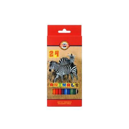 Карандаши 24 цвета Koh-I-Noor Animals в картонной коробке с европодвесом3554024008KSRU Карандаши 24 цвета Koh-I-Noor Animals в картонной коробке с европодвесом3554024008KSRUЯркие цвета делают этот набор незаменимым для развития творческих способностей у детей. Высококачественный ударопрочный грифель обеспечивает невероятно мягкое письмо, не ломается и не крошится при заточке. С цветными карандашами маленький художник сможет с легкостью воплотить свои многочисленные творческие замыслы!