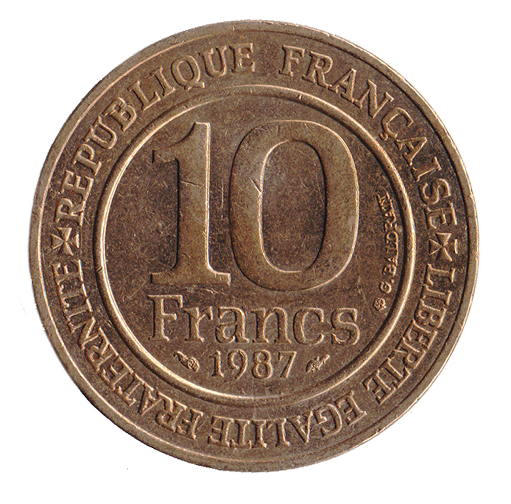 Монета номиналом 10 франков 