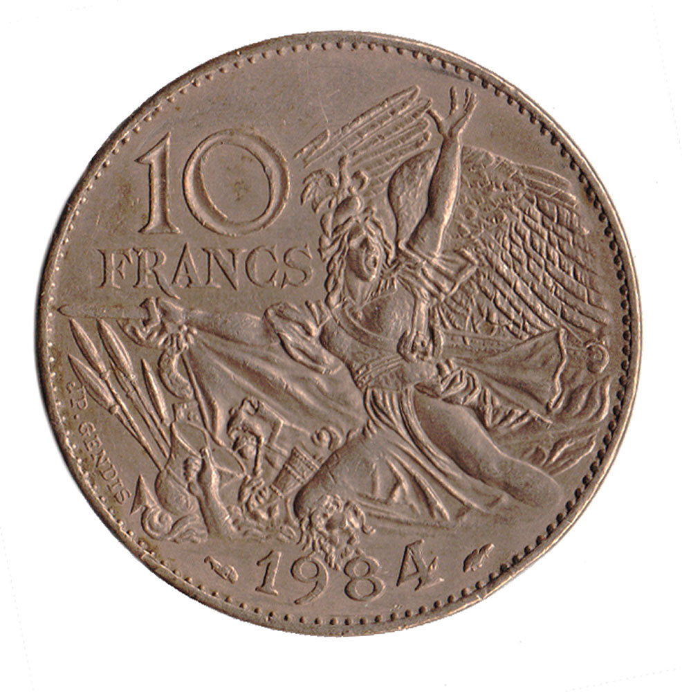 Монета номиналом 10 франков 
